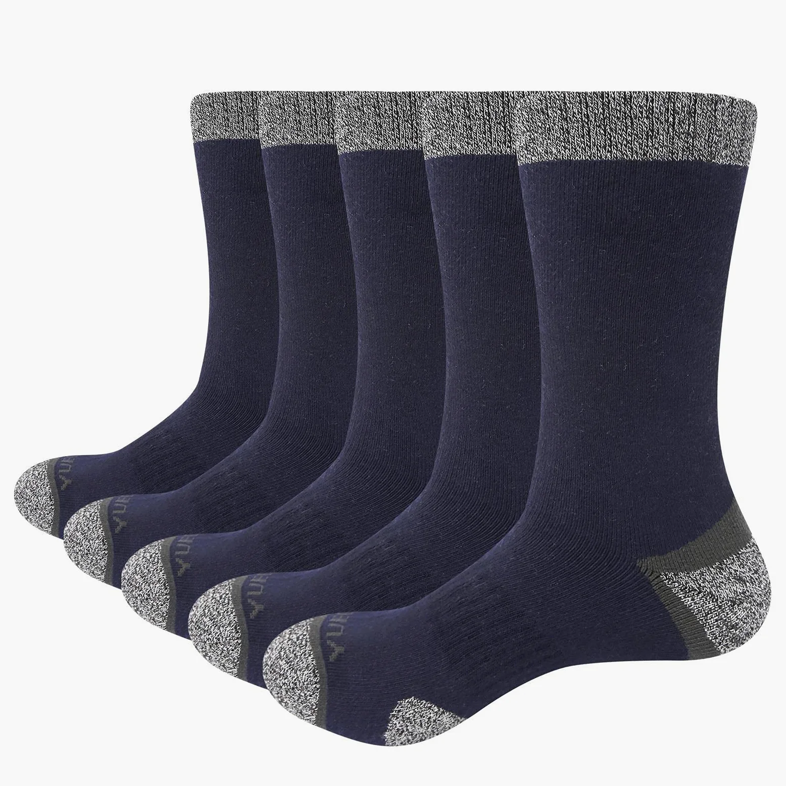 UKKO Calcetines de Hombre Hombres 5 Pares Negro Invierno Cómodo Grueso Cojín De Algodón Confort Calcetines Transpirables-1808Mix,L(Men 6.5-9.5 Us)