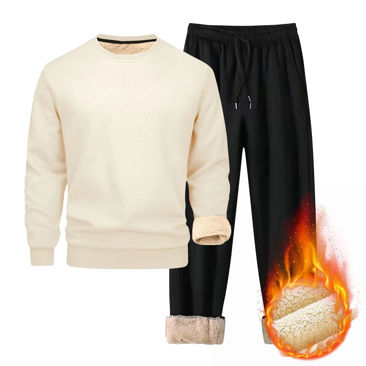 Conjunto de sudadera con capucha y pantalón deportivo de cuello redondo