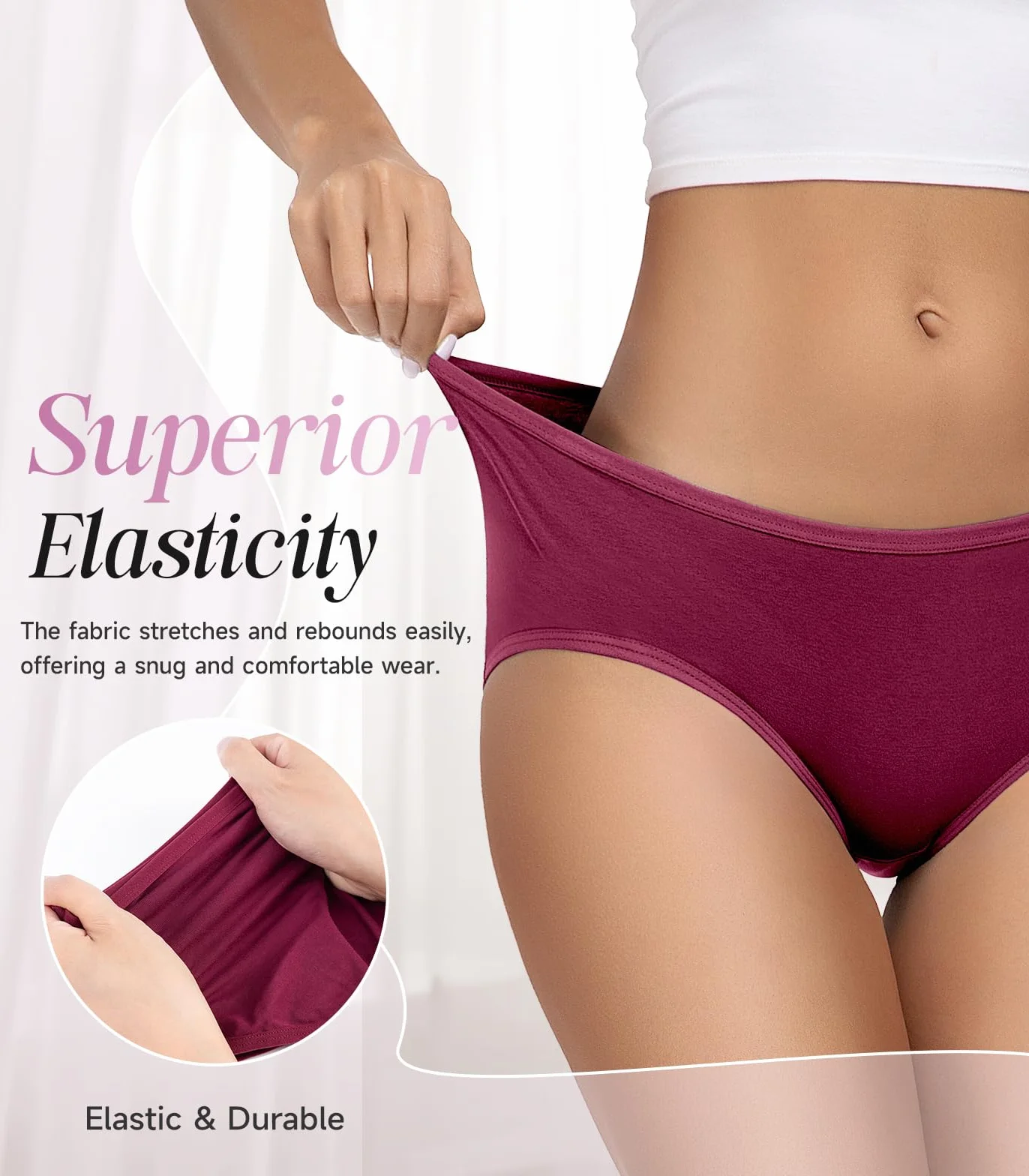 TANSTC Bragas Mujer Algodón Pack 6 Hipsters Talla Baja Transpirables Elásticas XS 4XL