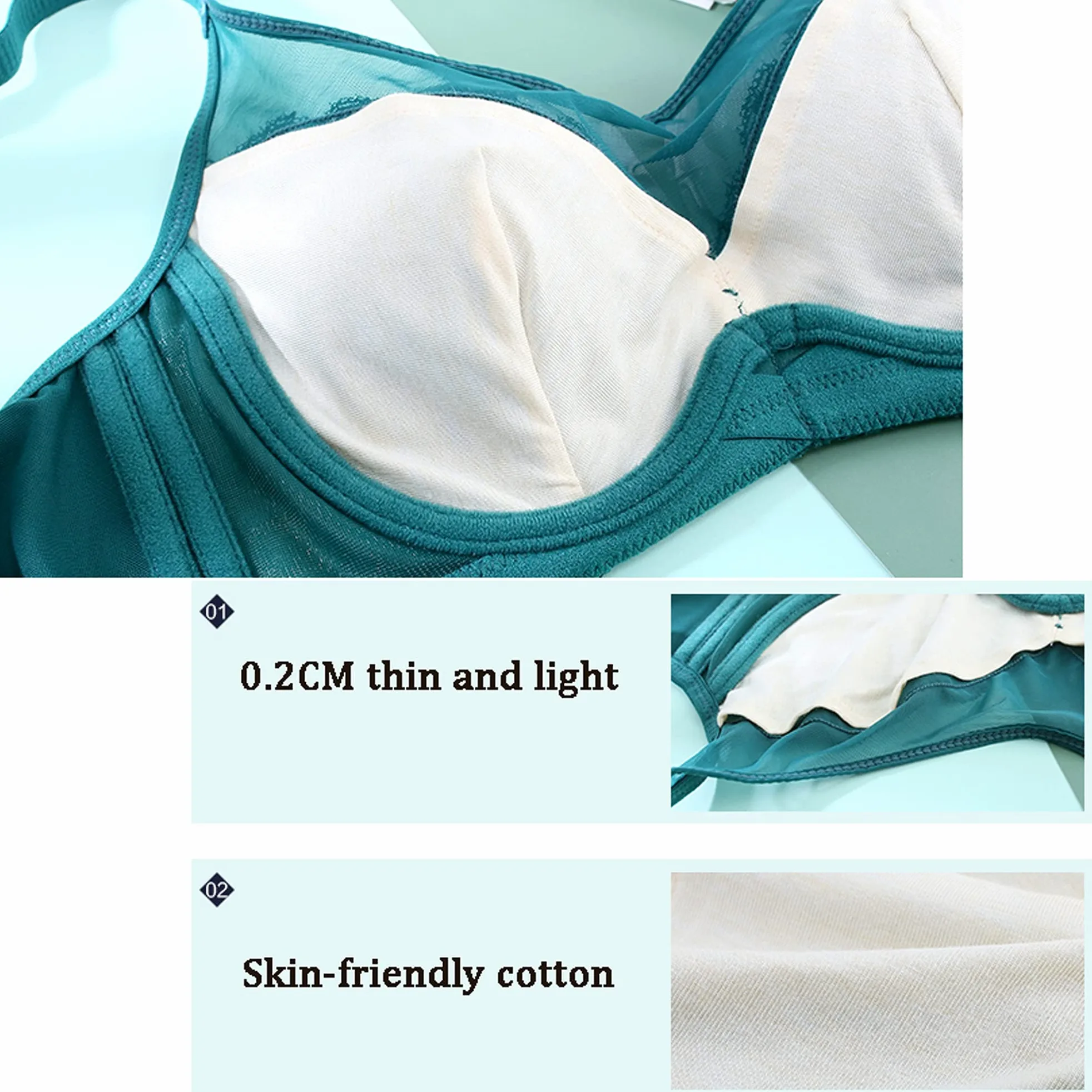 WENJUN Conjunto de sujetador y bragas para mujer, cobertura completa con aros, latón sin acolchado, talla grande, ver malla sexy para todos los días (color : negro, tamaño: 75B)