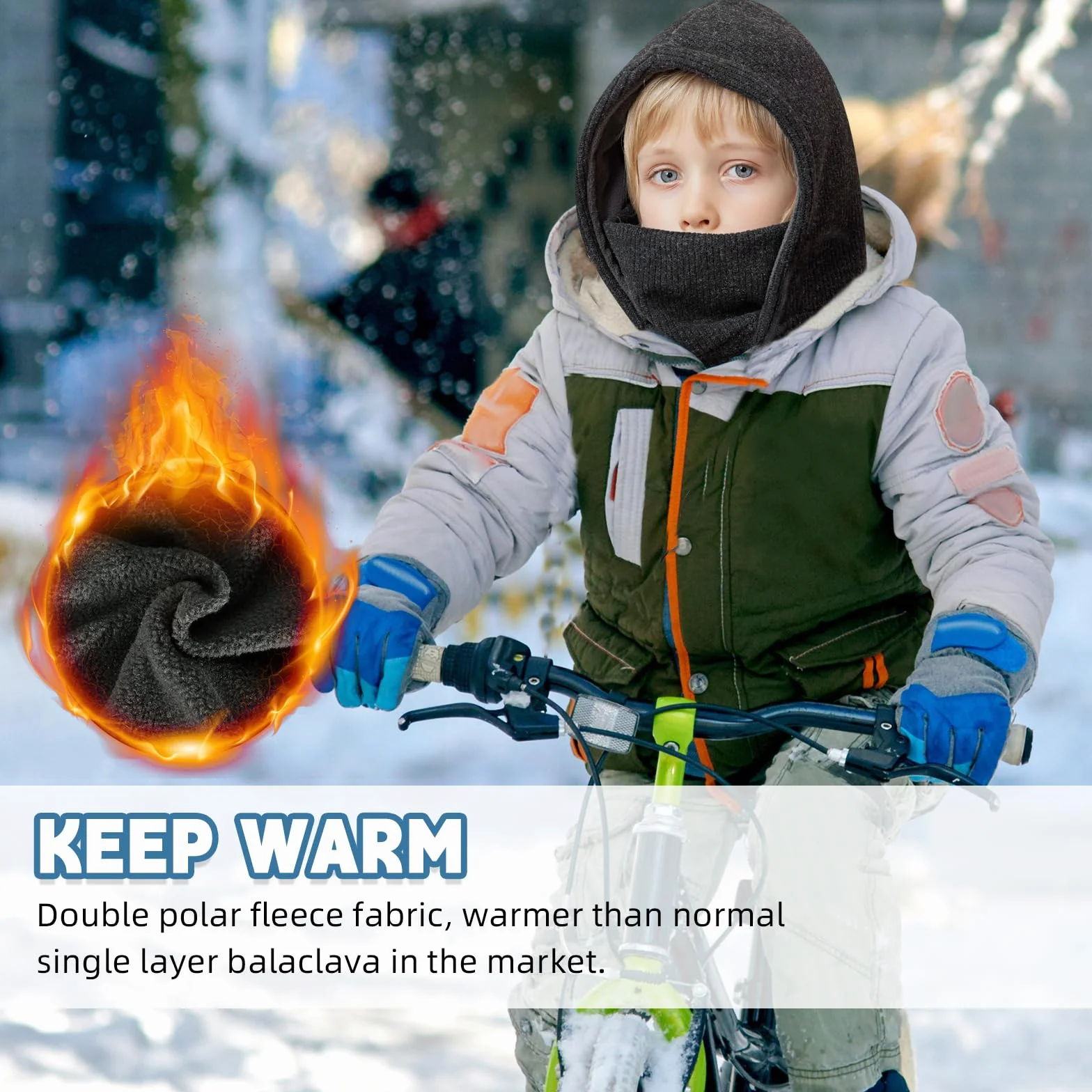 Pasamontañas Térmico de Invierno para Niños 4-10, Máscara de Esquí y Ciclismo, Forro Polar, Calentador de Cuello