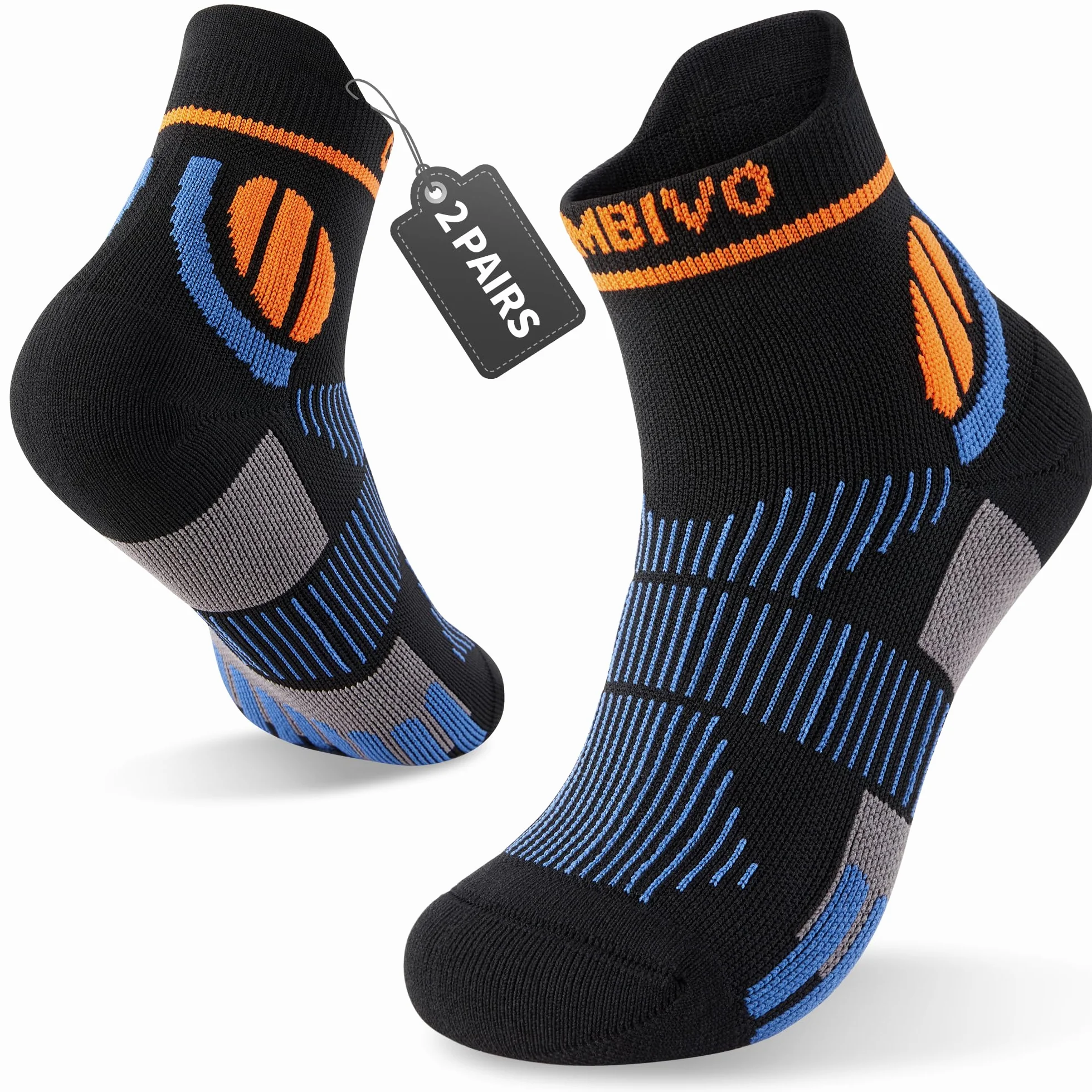 CAMBIVO Medias Compresion Cortos Mujer Hombre 2 Pares, Calcetines Deporte, Medias de Compresión, Calcetines Tobilleros Antiampollas Transpirable para Fascitis Plantar, Varices Running Avion Enfermera