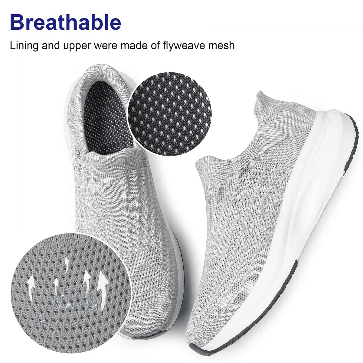vibdiv Zapatos sin cordones para mujer, zapatos deportivos sin cordones, informales, cómodos