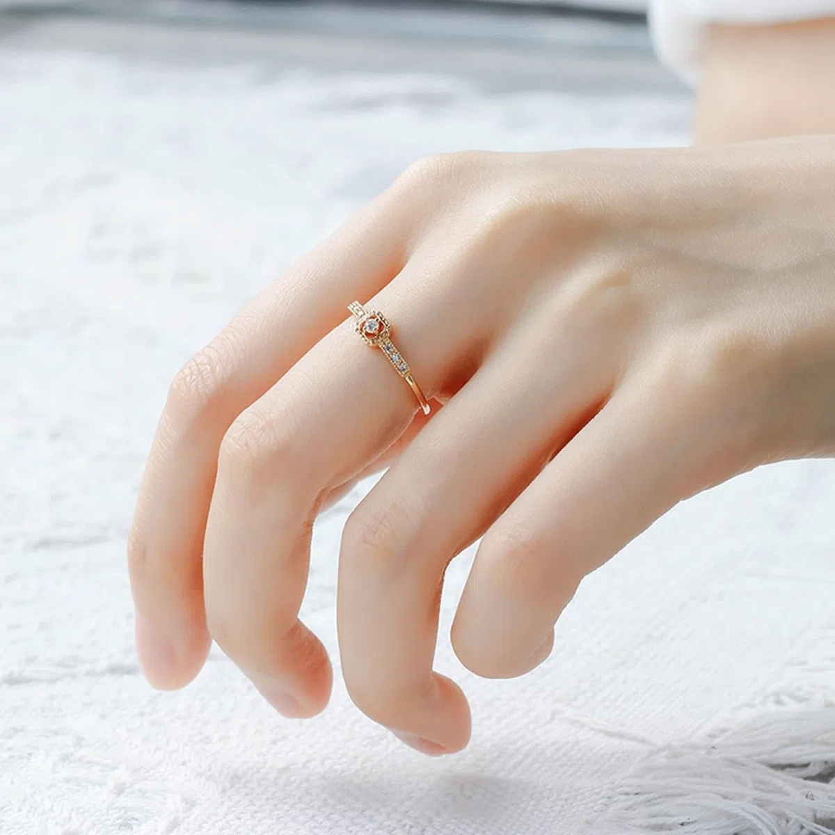 Anillos de boda auténticos, 9 K/14 K/18 K, oro con moissanita, anillo de boda clásico