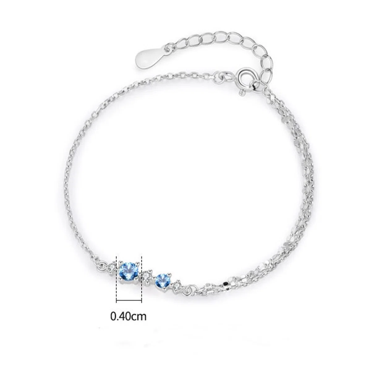 KnSam Pulsera de oro real de 18 quilates para mujer, cadena de 3 brazaletes con topacio azul, pulsera de moissanita, PT950