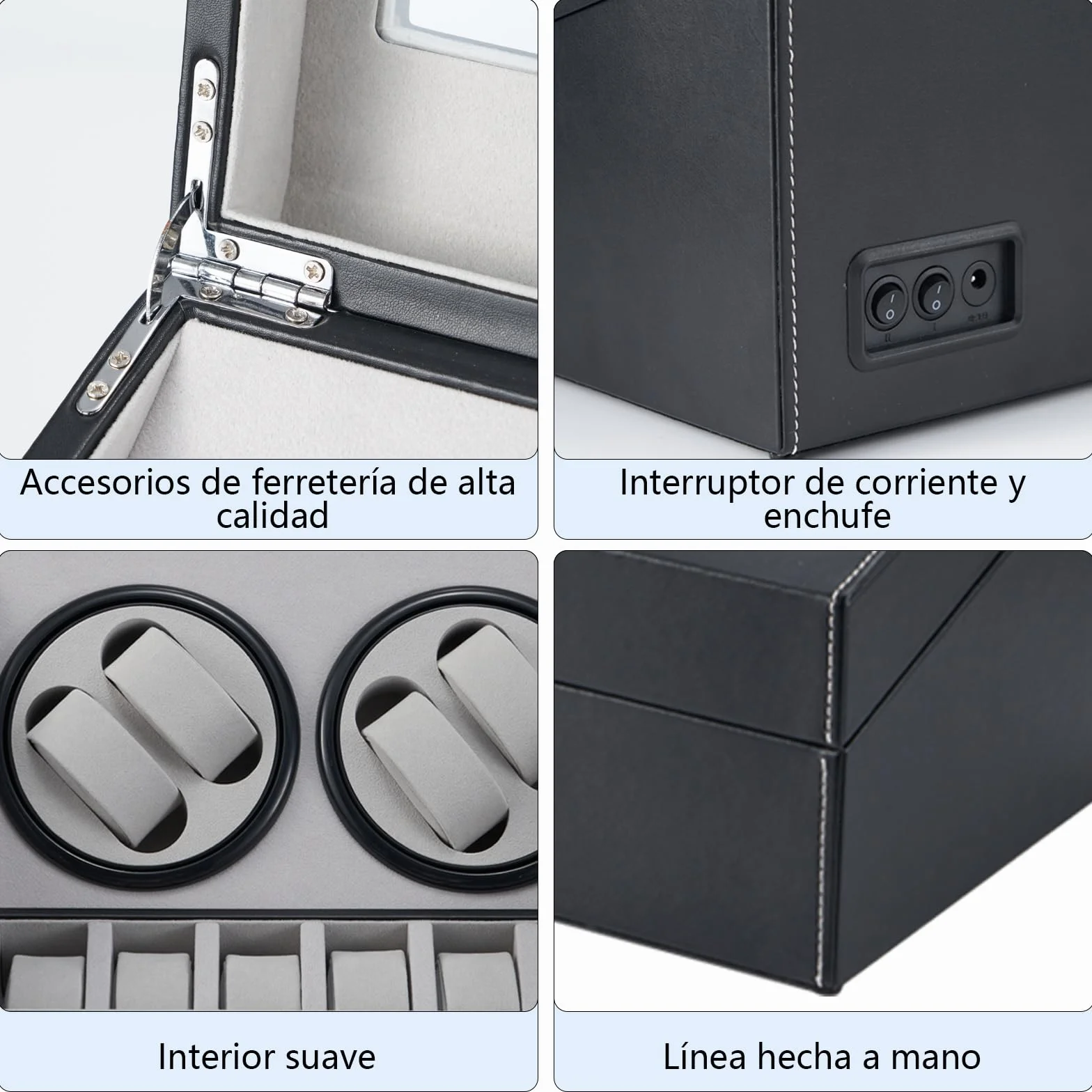 Caja de Carga Automática Ultra Silenciosa para Relojes de Lujo 4 Relojes de Pulsera Mecánicos