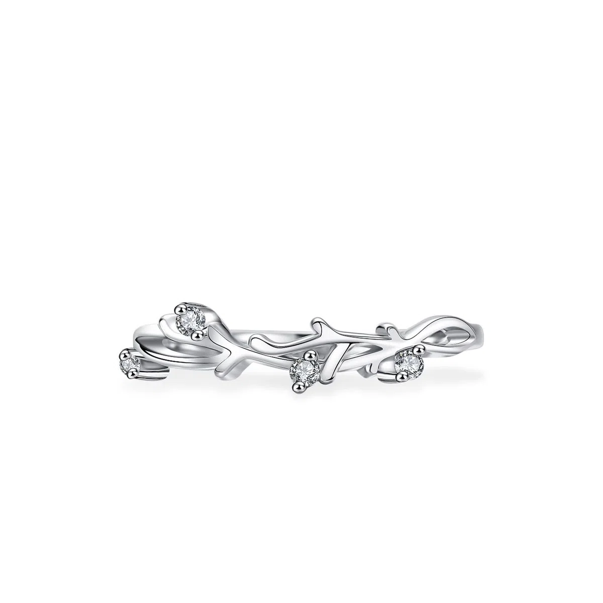 Anillo para mujer con moissanita, plata de 14 quilates, oro blanco, talla 58 (18,5)
