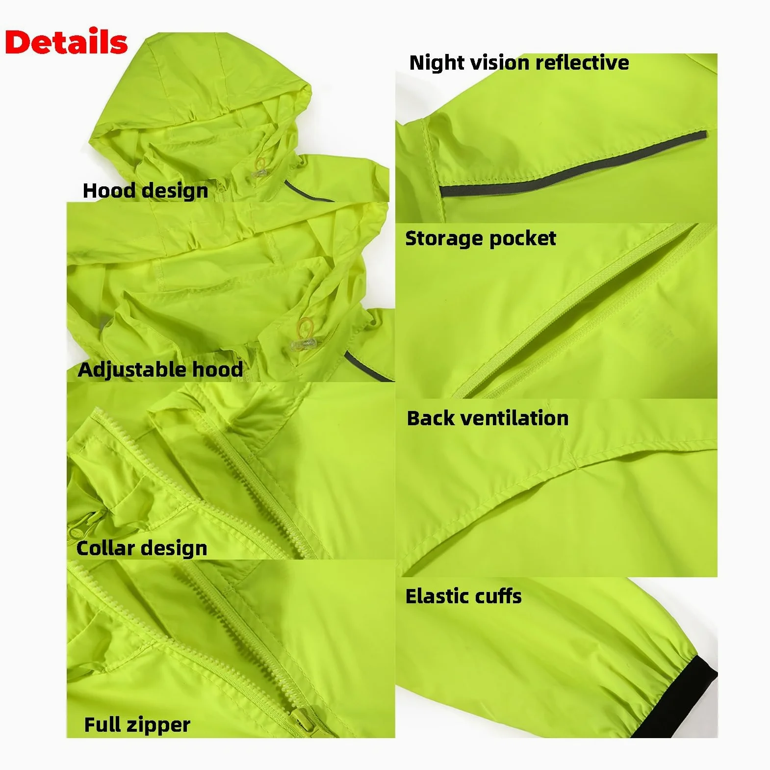 Chaqueta Impermeable Ciclismo Running Para Hombre,Reflectante,Plegable,Transpirable,Ligera