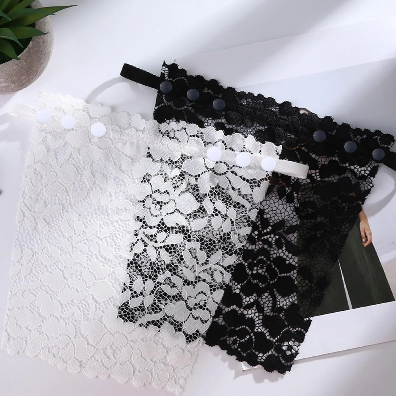 3 piezas de sujetador de camisola falsa con clip, para mujer, con encaje falso, con inserto de brasier superpuesto, chaleco de panel modesto, camisola con brasier integrado, inserto de encaje