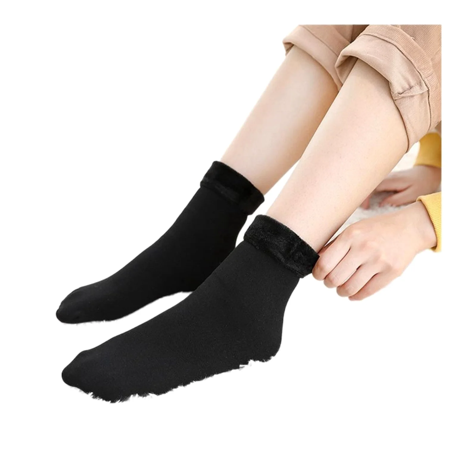 Calcetines De Invierno Para Mujer - Moda Negro 30 Pares Calcetines De Piso De Terciopelo Cálidos Para Mujer Otoño E Invierno Calcetines Suaves Elásticos Engrosados ​​Calcetines De Nieve Trans