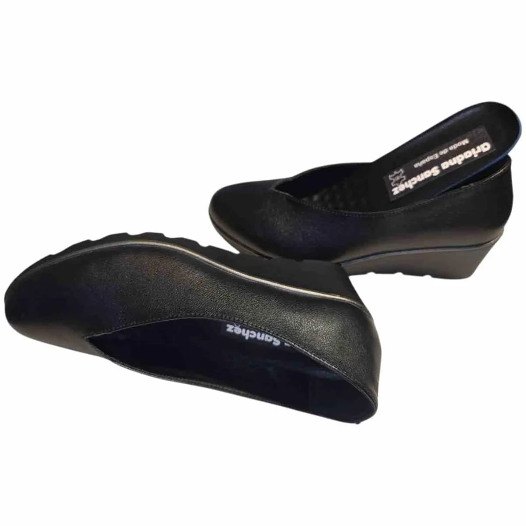 Zapatos Salón Mujer Vesta Cuña Plataforma, Cómodos, Azafatas, Trabajo. Calzado de Piel Fabricados en España Cuña Media 5cm