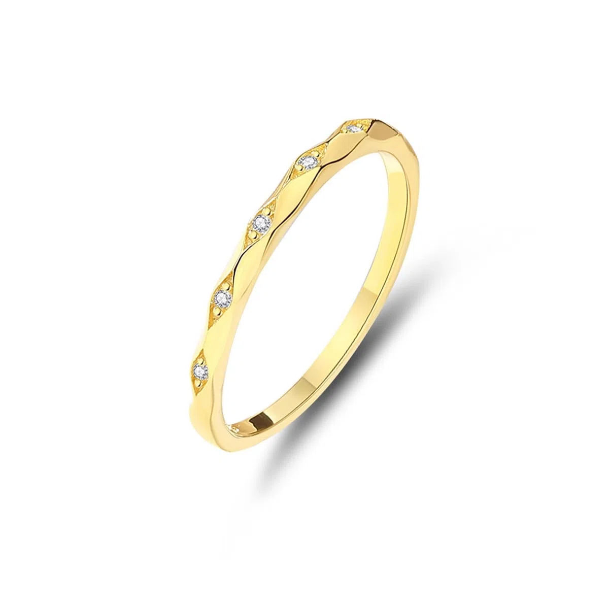 Alianzas de boda de oro amarillo de 9 K/14 K/18 K, anillo de boda pequeño con diamantes de oro auténtico, joyas de oro Au 375/585/750, talla 47-65