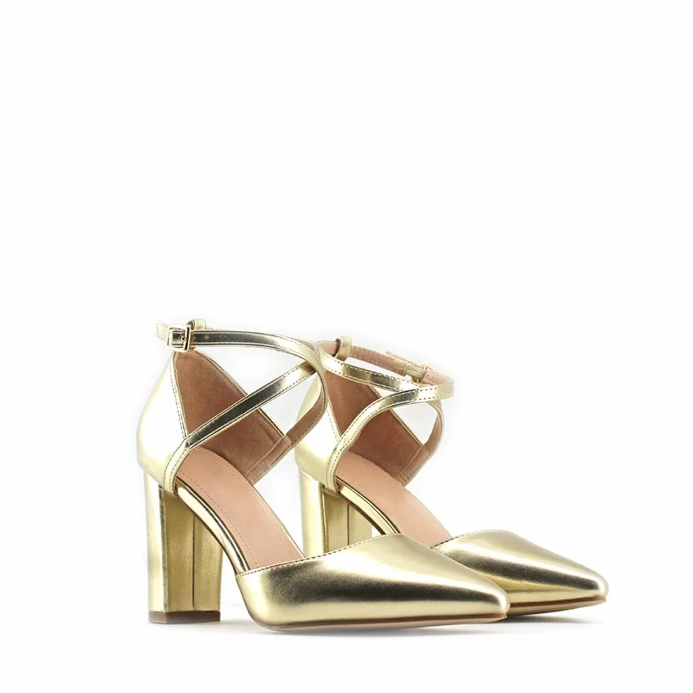 MODELISA Zapatos De Tacón Ancho Salón PU Fiesta Boda Mujer