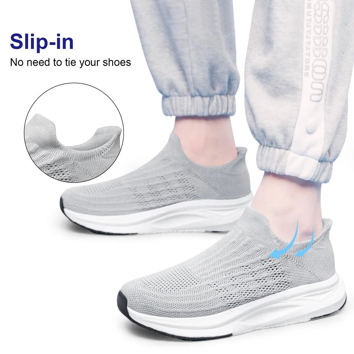 vibdiv Zapatos sin cordones para mujer, zapatos deportivos sin cordones, informales, cómodos