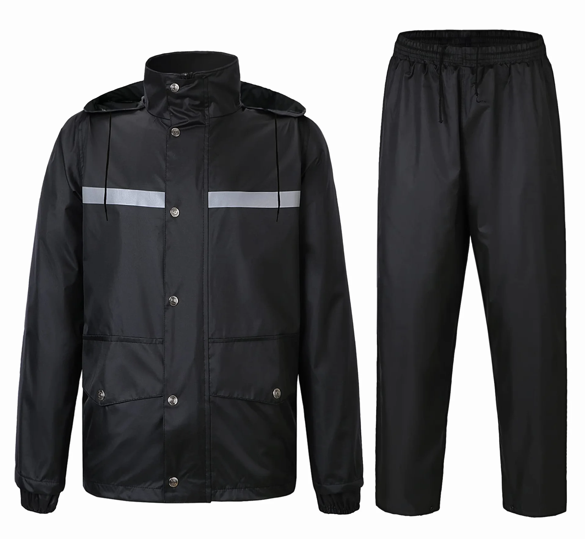 Traje de Lluvia Para Hombres 2 Piezas Impermeable Conjunto de Chaqueta y Pantalón de Lluvia Traje Impermeable de Trabajo Reflectante
