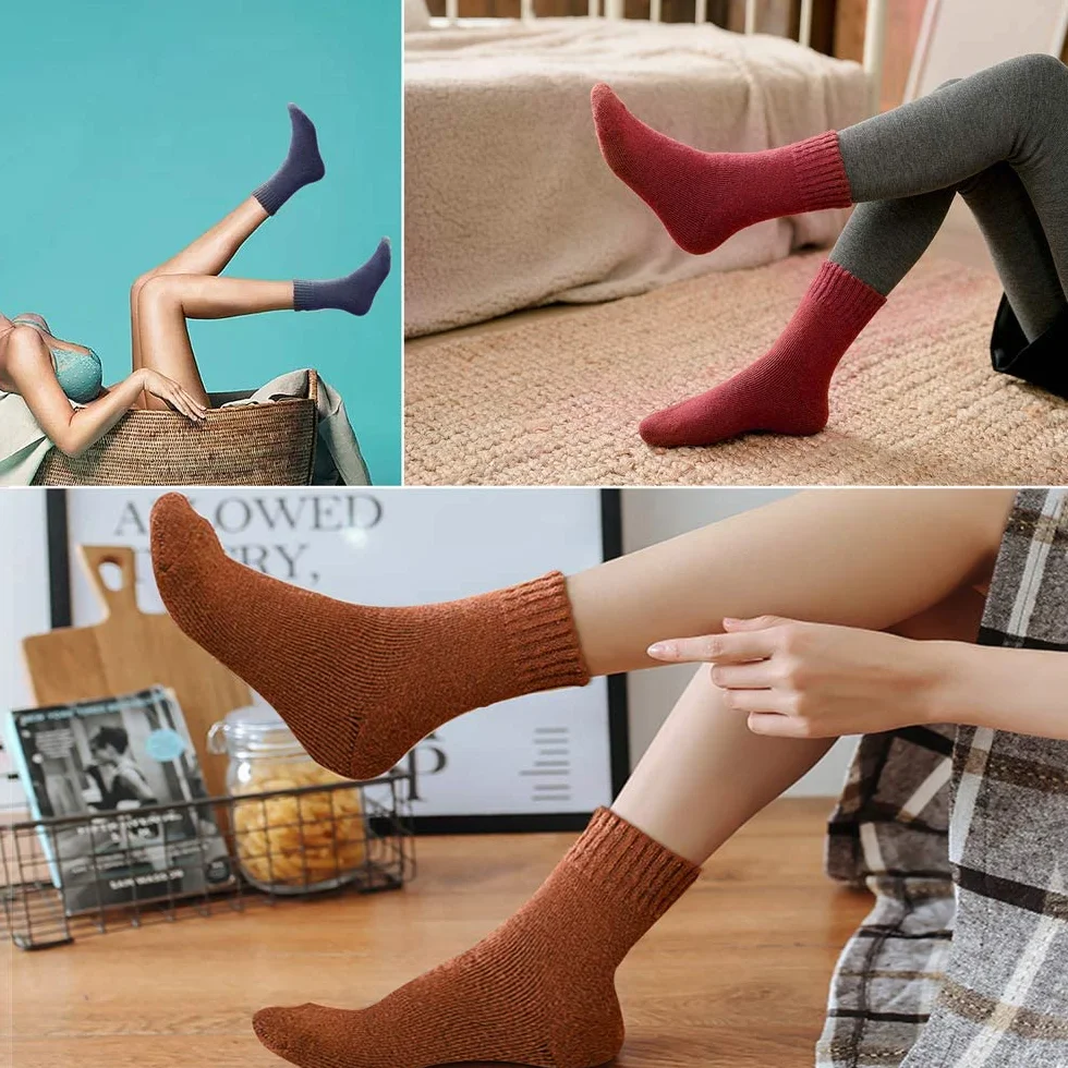 MOSOTECH Calcetines Termicos de Mujer, 5 Pares Calcetines Invierno Cálidos de Confort Casual, Talla única 35-42