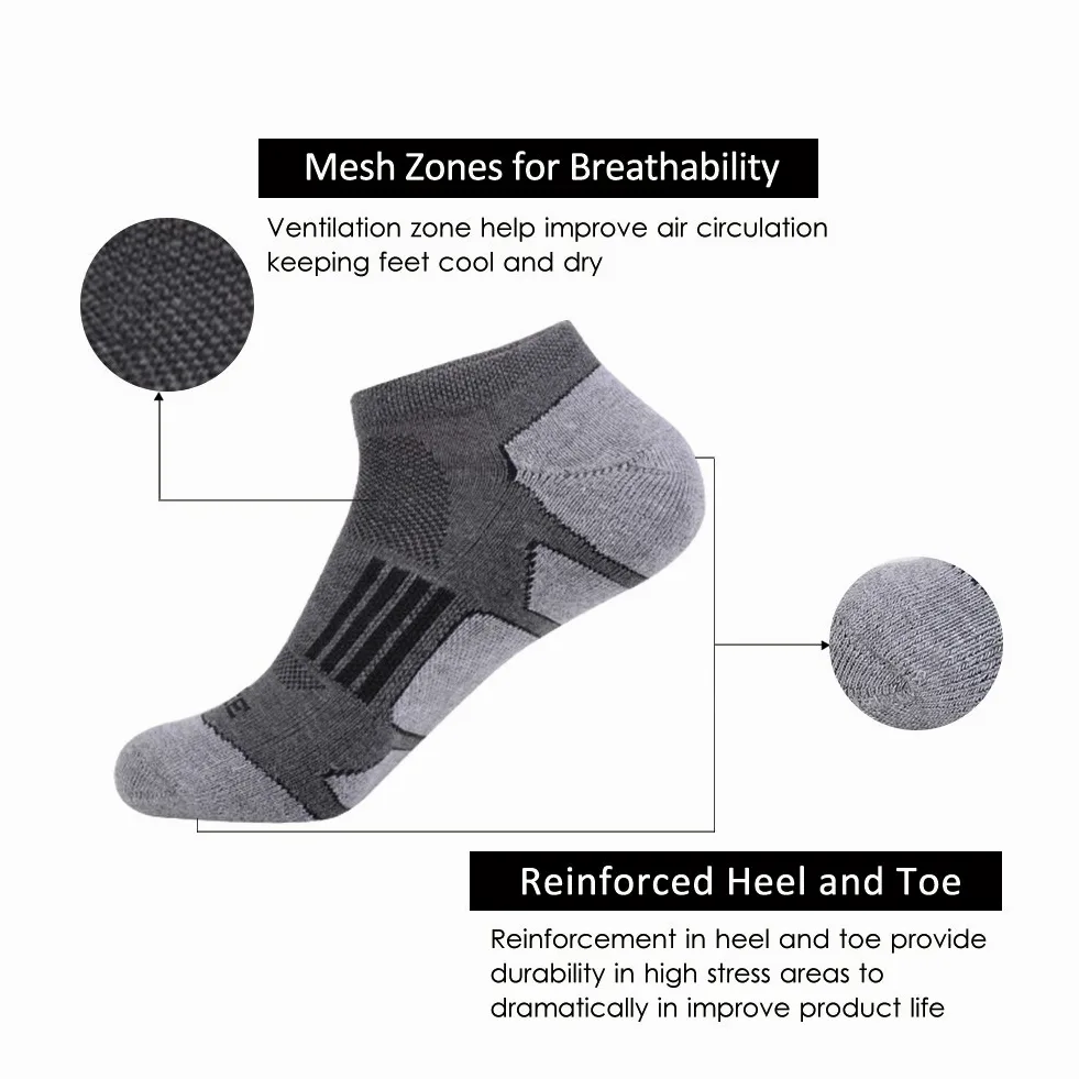 JOYNÉE Calcetines deportivos para correr para hombre, 6 unidades, acolchados, de corte bajo, Grey 1(6 Pares), Shoe Size: 6-12