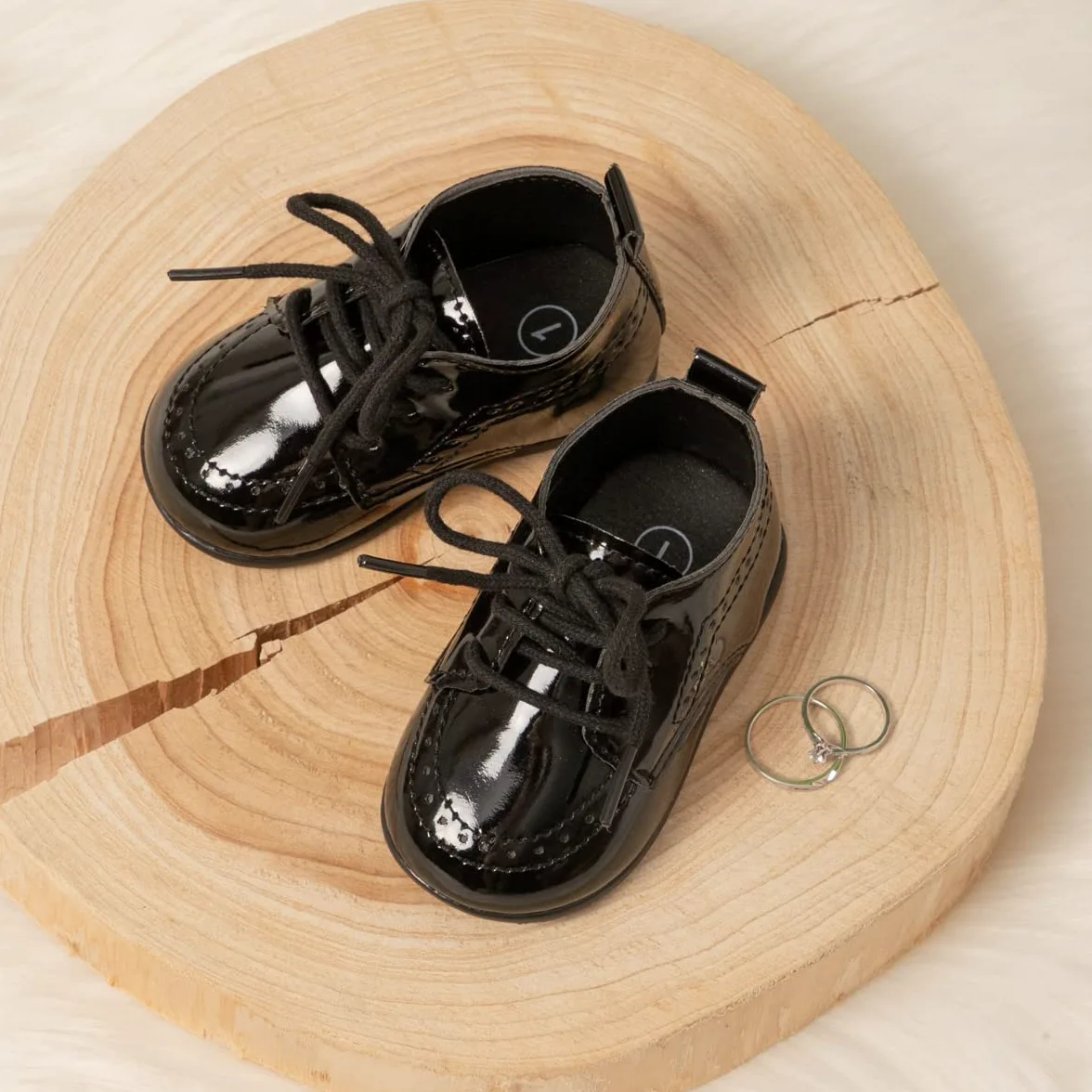 ohsofy Bebé Bebé Niño Oxford Zapatos PU Cuero Mocasines Caucho y Suela Suave Zapatos de Vestir de Boda Niño Niña Bebé Zapatos de Caminar, negro (B_mirror Black), 12-18 meses
