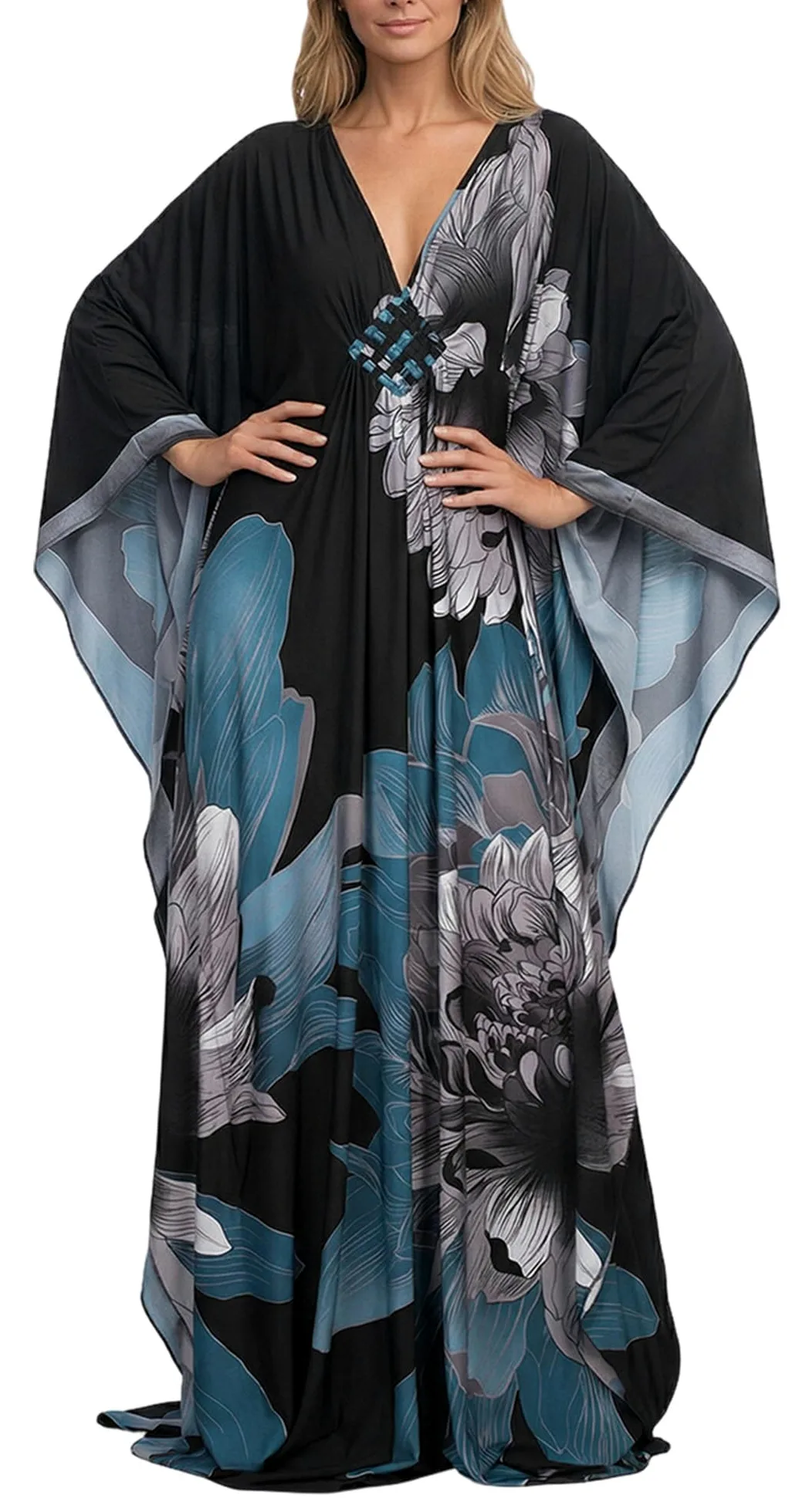 AIEOE Boho Kimono Traje de Baño Cubre Mujeres Verano Maxi Ropa de Playa Floral Casual Tallas Grandes Albornoz Piel Color 03