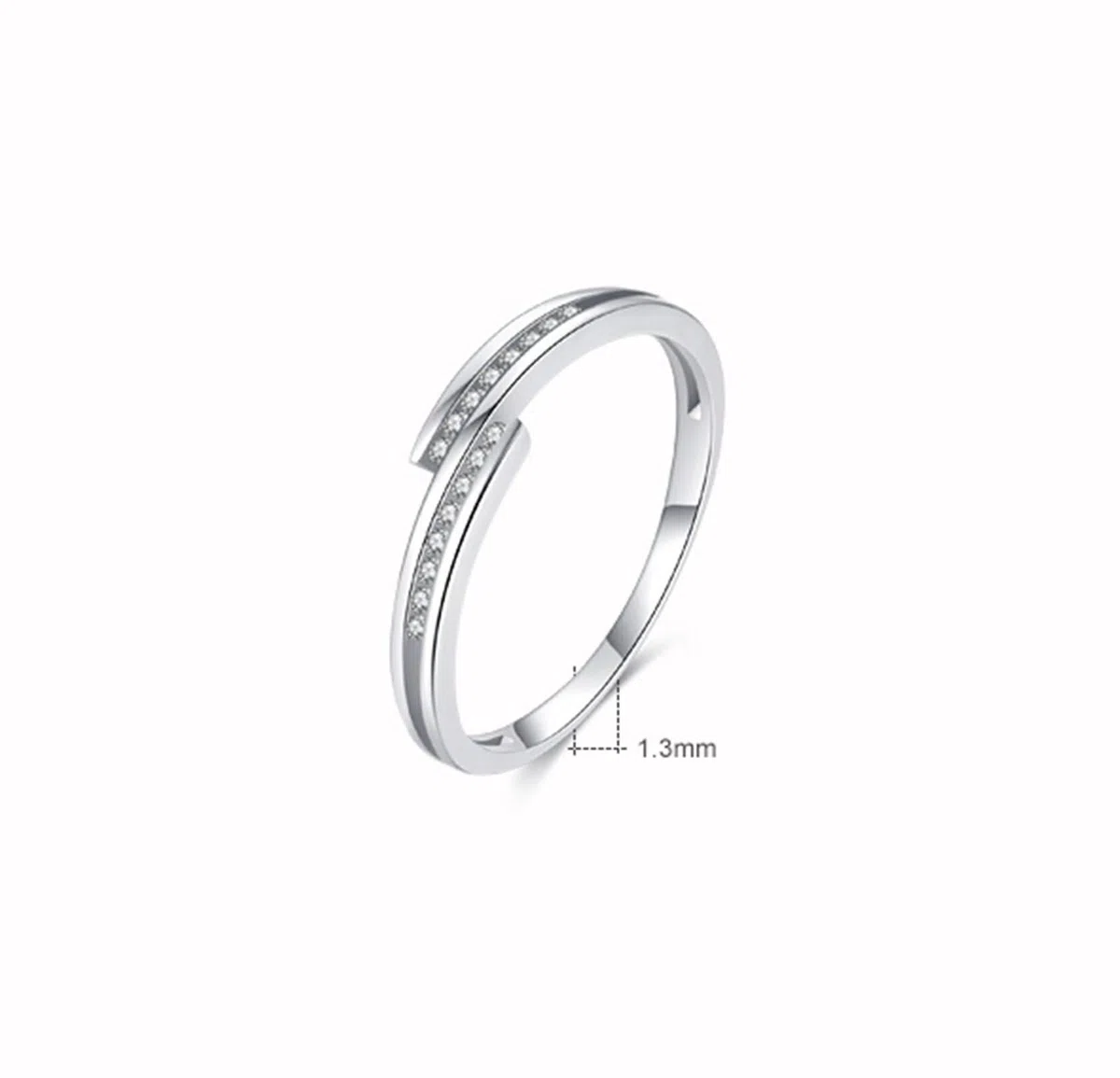 Anillo de compromiso geométrico, plata con corte redondo, diamante platino 950, talla 45 (14,3)