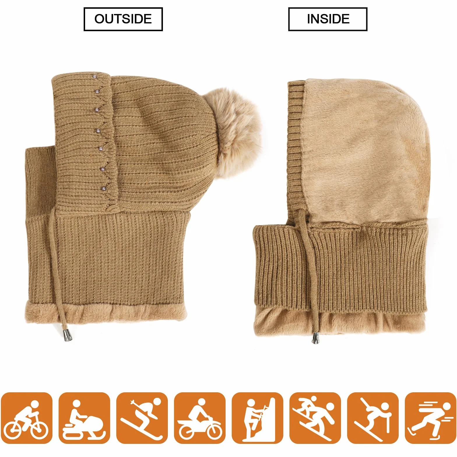 TAGVO Pasamontañas Termico para Mujer, Balaclava Polar Multifuncional Pasamontañas Invierno Capucha Polar Máscara de Esquí para Clima Frío Montaña Camping Senderismo