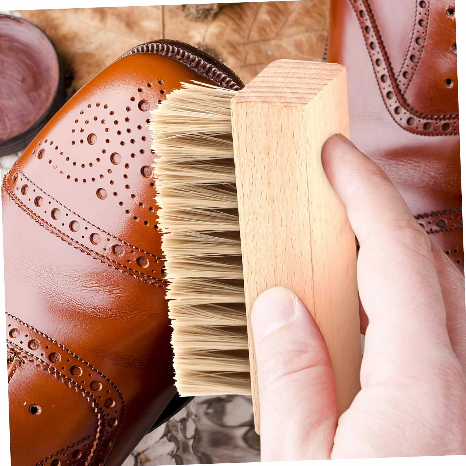 minkissy 10 Piezas Limpiadores de Zapatos de Cuero con Mango de Madera y Cerdas Premium para Limpieza y Pulido de para Casa y Tiendas de Calzado