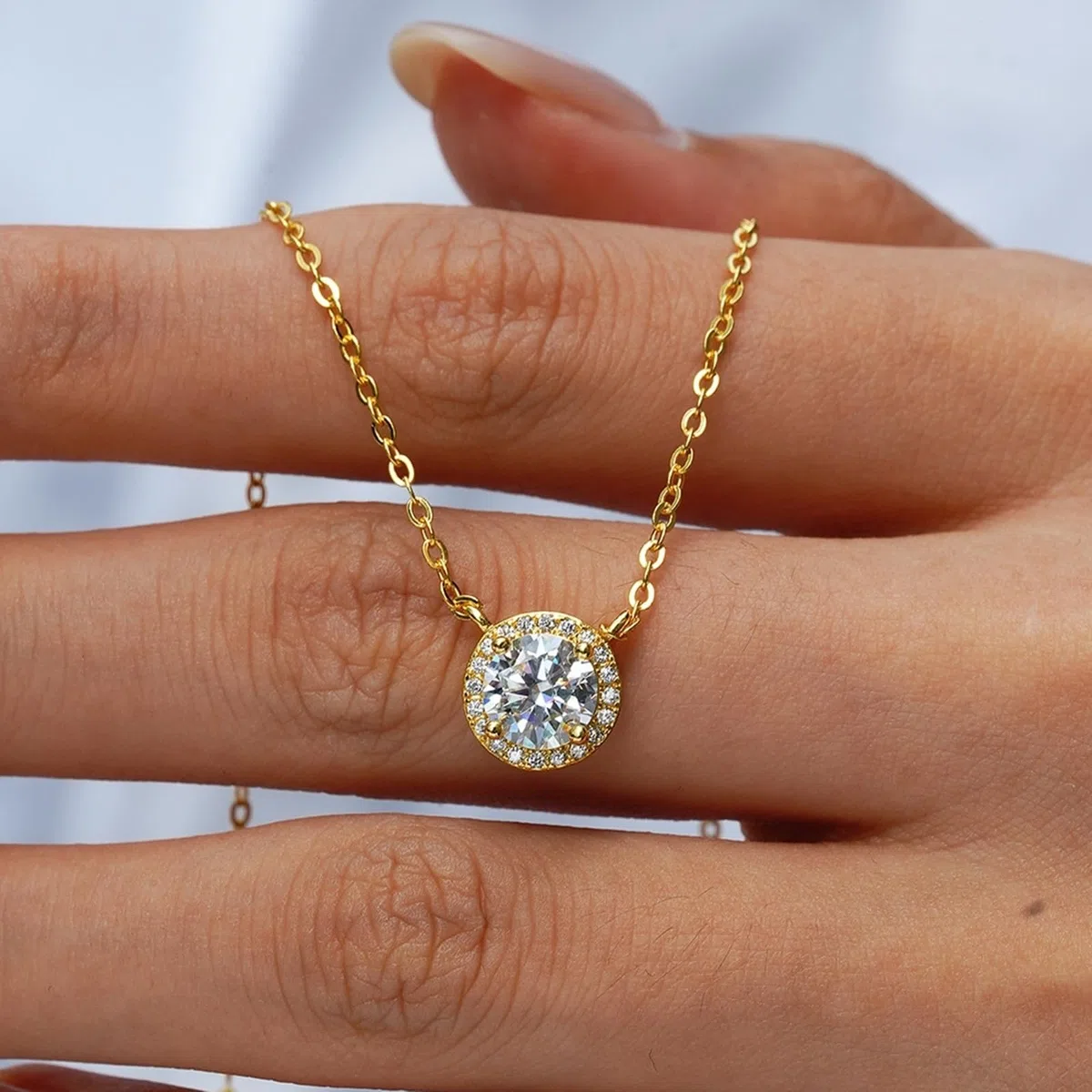 Collar de cadena para mujer, no se deslustra, collar femenino para mujer, moissanita