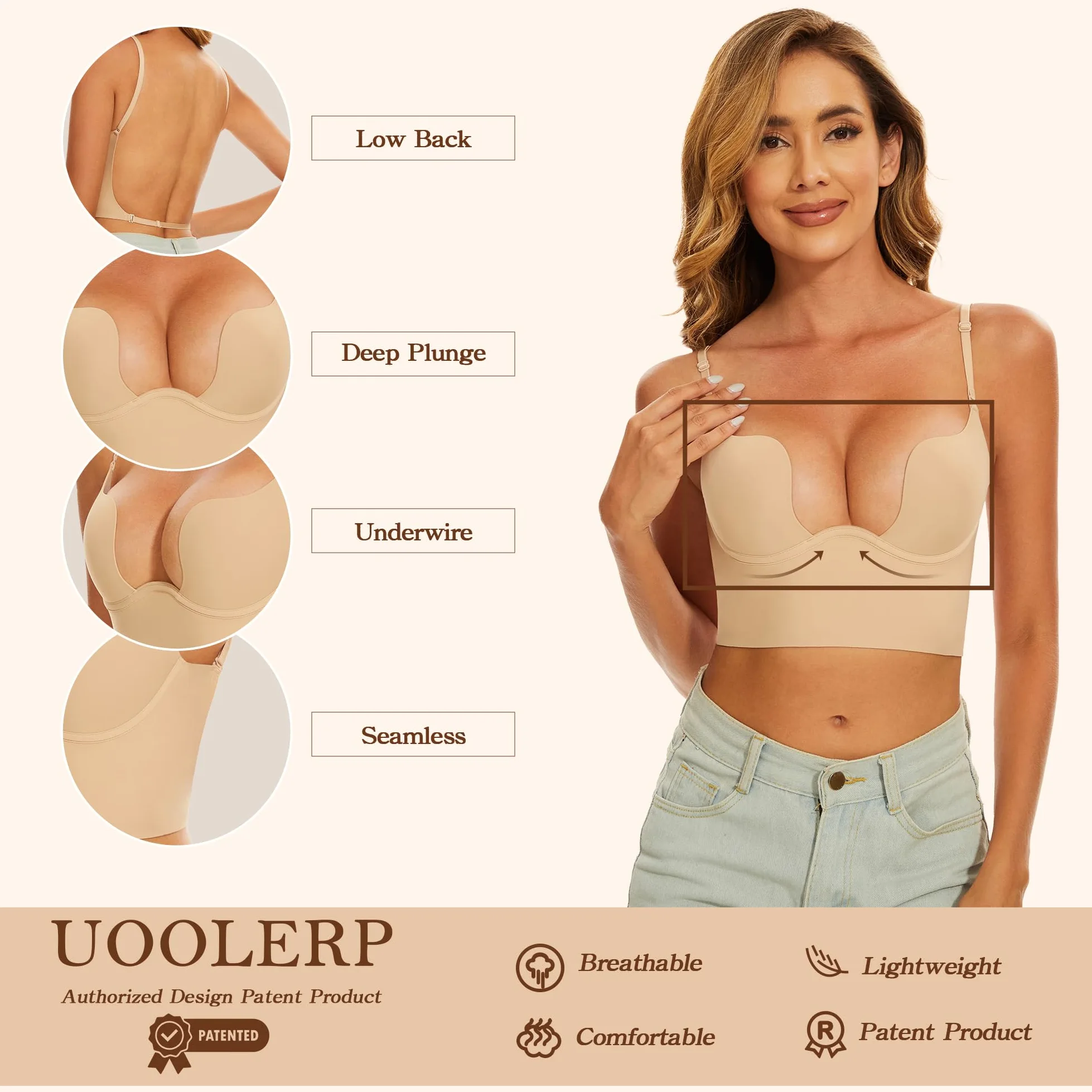 Sujetadores de espalda baja para mujer, brasier invisible sin espalda, sin costuras, brasier halter convertible con tirantes delgados, sujetadores multidirección