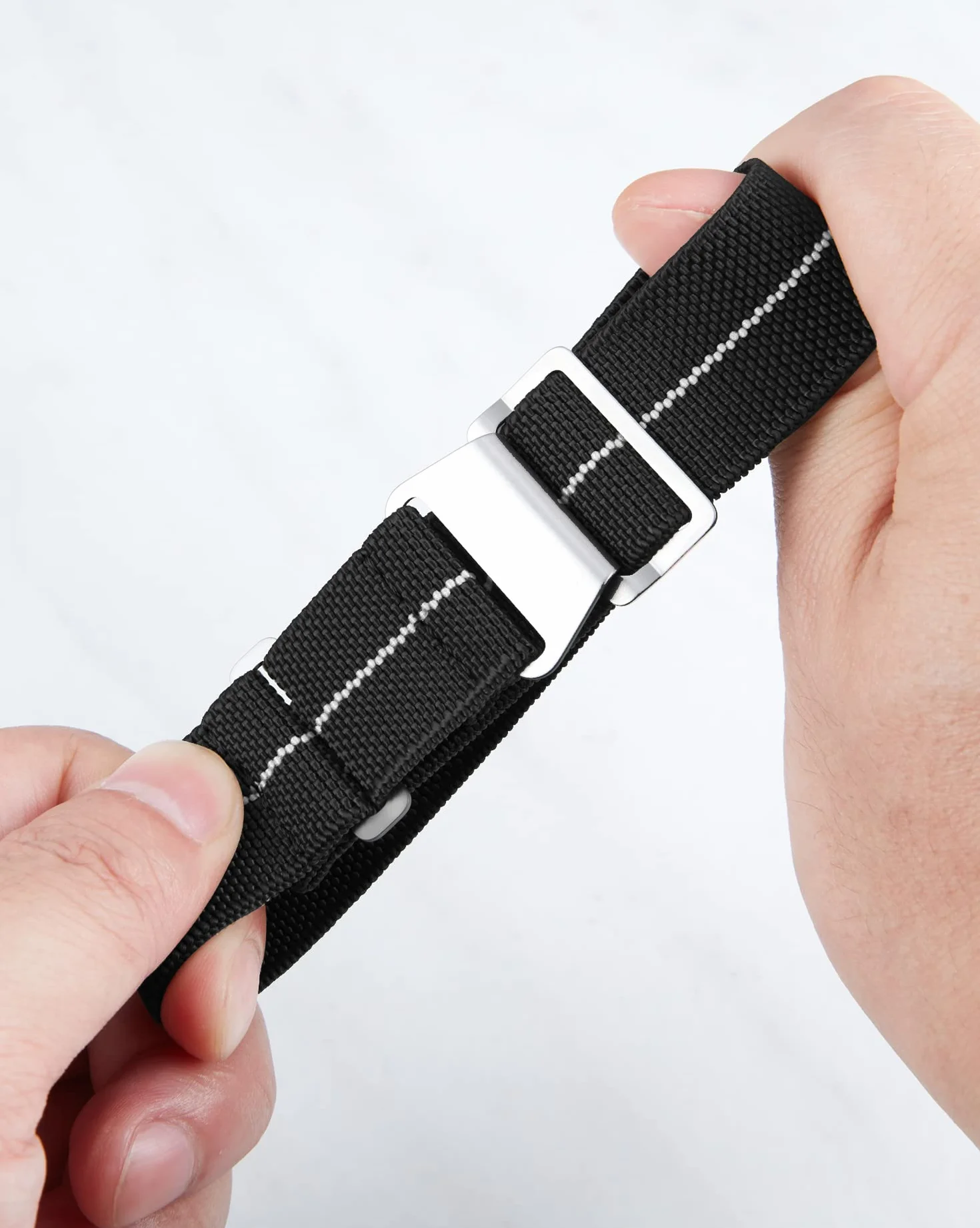 BINLUN Elástico Nylon Correa Reloj Marina Nacional Cierre de Gancho Correa para Reloj Calidad Alta con Hebilla Negra Plateada para Hombre Mujer 18/20/22mm