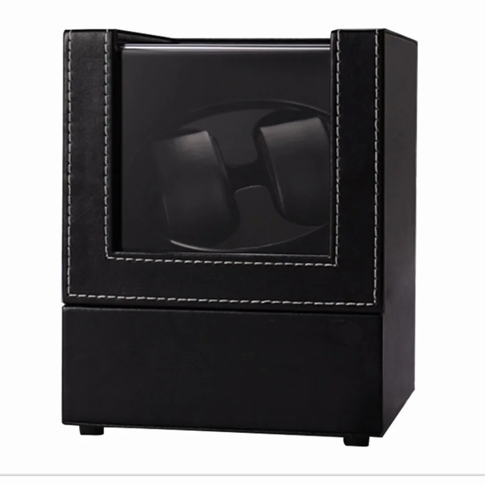 Enrollador de reloj doble para relojes automáticos, caja de cuero, 2 ranuras