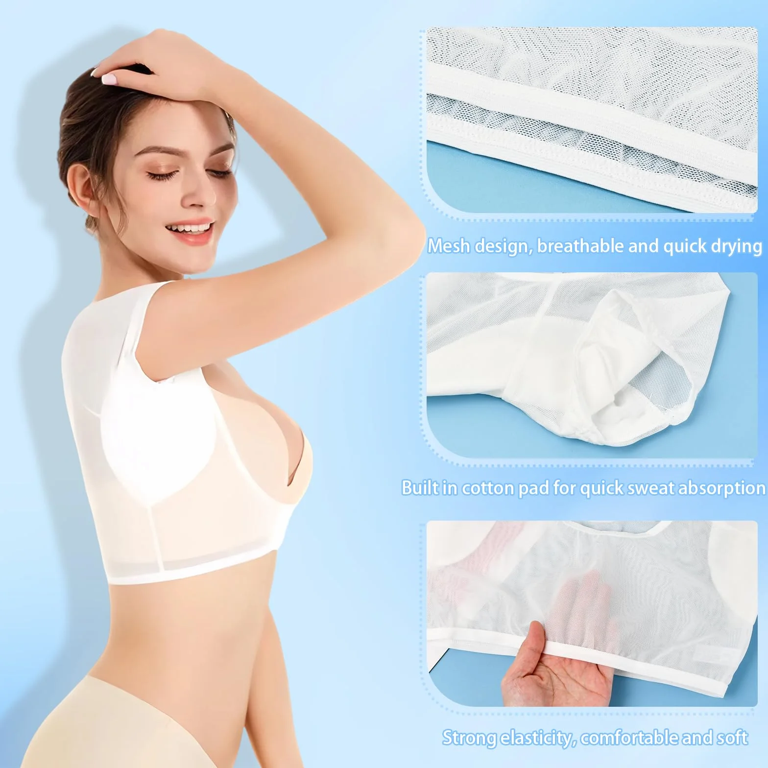 3 Unidades de Chaleco para el Sudor de Las Axilas Chaleco Transpirable para el Sudor de Las Axilas Camiseta Interior Que Absorbe el Sudor de Las Axilas Reutilizable y Lavable para Mujer