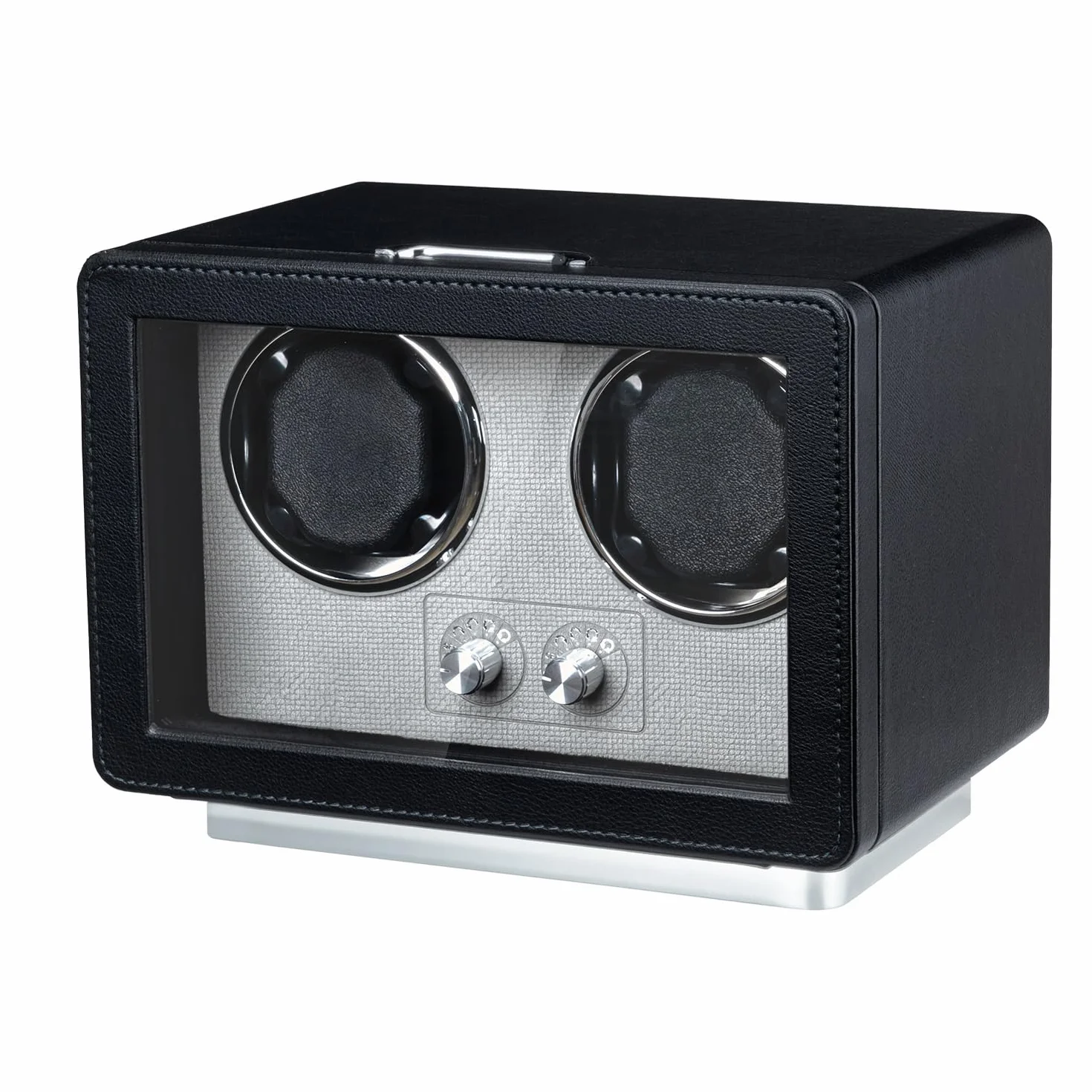 Mcbazel Enrollador de Relojes automáticos, Caja de Doble Reloj con luz LED, Motor silencioso, Negro