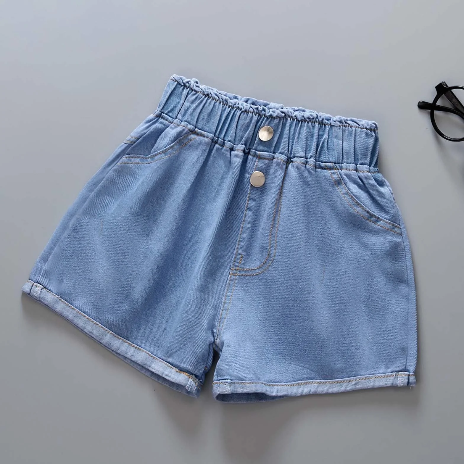 Genérico Pantalones Cortos Vaqueros Verano Niñas, Pantalones Cortos Informales para niñas Vaqueros de veranos con Estilo Moderno Comodidad y diseño Suelto
