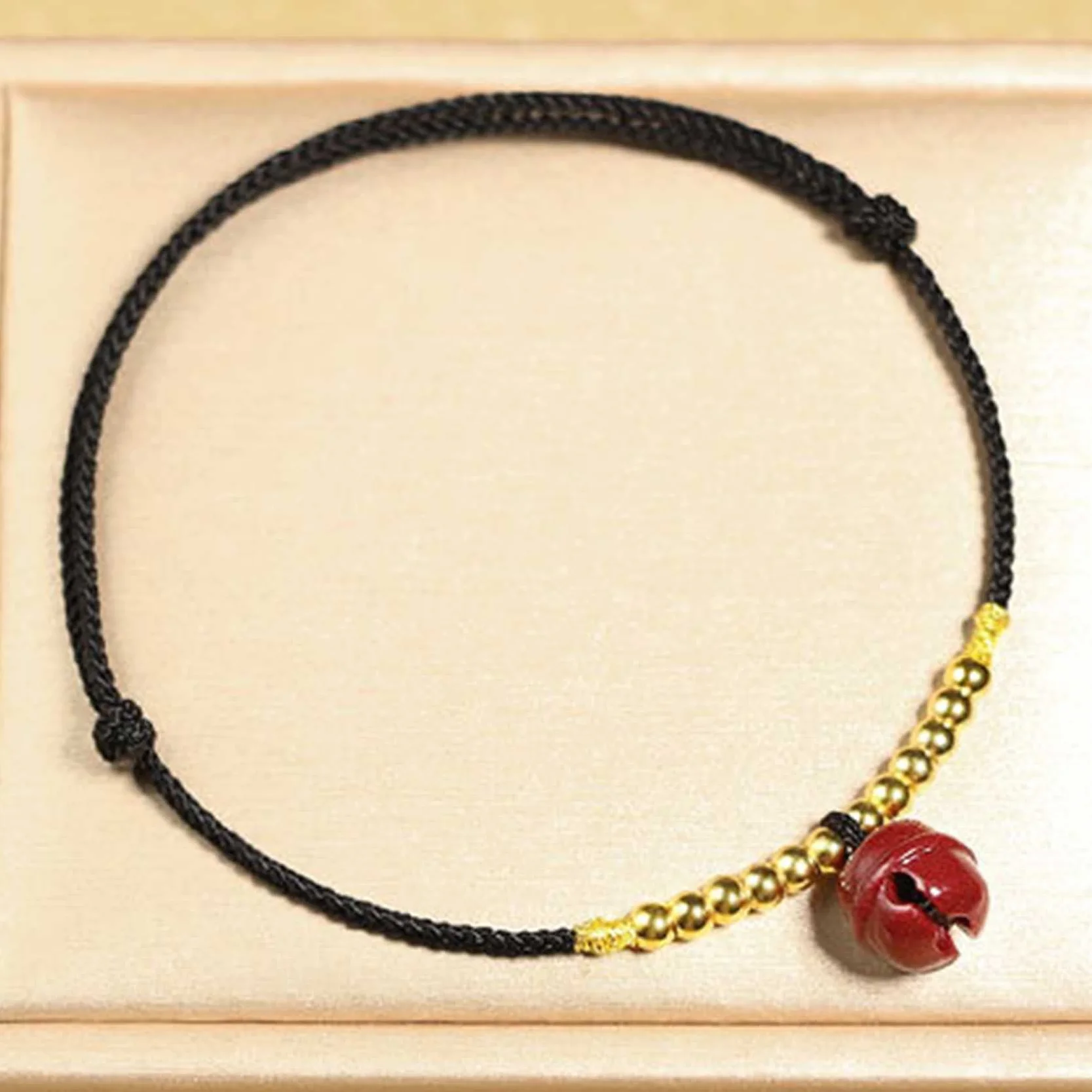 Pulsera Feng, Feng Shui Hilo Rojo Tobillo Cinabrio Campana Colgante Amuleto De La Suerte Cordón Hecho A Mano Pulsera De Pie Joyería De Amuleto De La Fortuna Ajustable Tobillera para Mujer