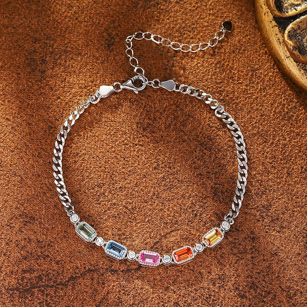 Pulseras para hermana mayor para mujer, cadena de oro blanco de 9 quilates, 14 quilates y 18 quilates con zafiro y moissanita creados en laboratorio de 3,5 quilates, pulseras de abalorios para