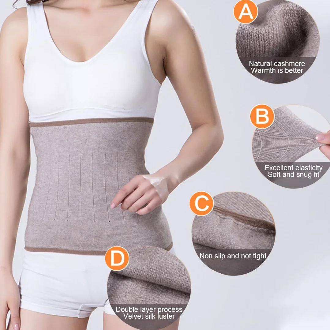 Banda lumbar de lana, faja para mujer, banda suave calentadora de invierno para riñones y espalda, elástica, en la cintura, faja para dolor de espalda