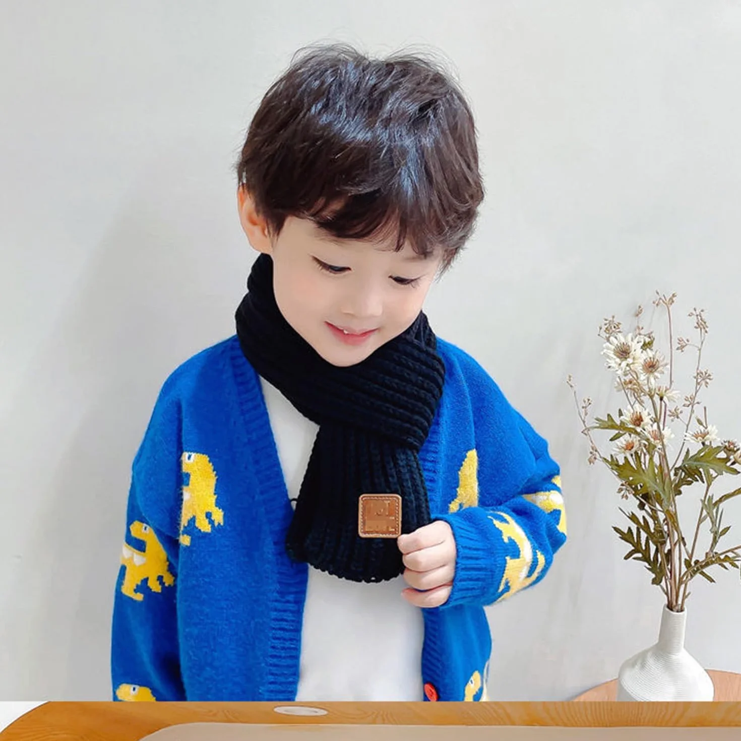 1 Bufanda Para Niños Y 1 Par De Guantes Abrigados, Bufanda Abrigada Para Niños, Bufanda De Punto Suave, Guantes De Punto, Guantes De Invierno