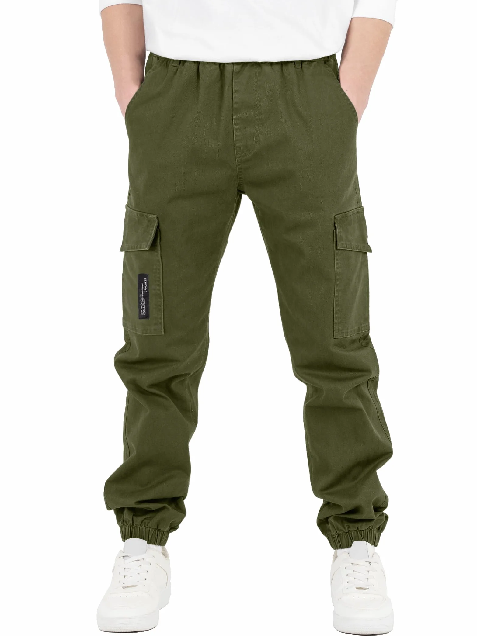 CAMLAKEE Pantalones para Niños, Pantalones Cargo Joggers con Cintura Elastica