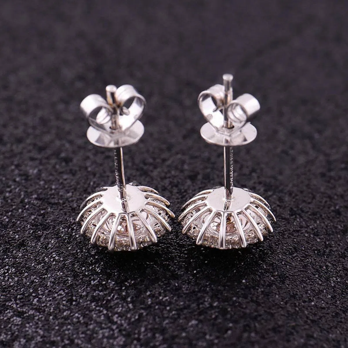 Epinki Pendientes Oro 9K/14K/18K para Mujer, 1/2ct Moissanita Flor Pendientes Fiesta Joyería