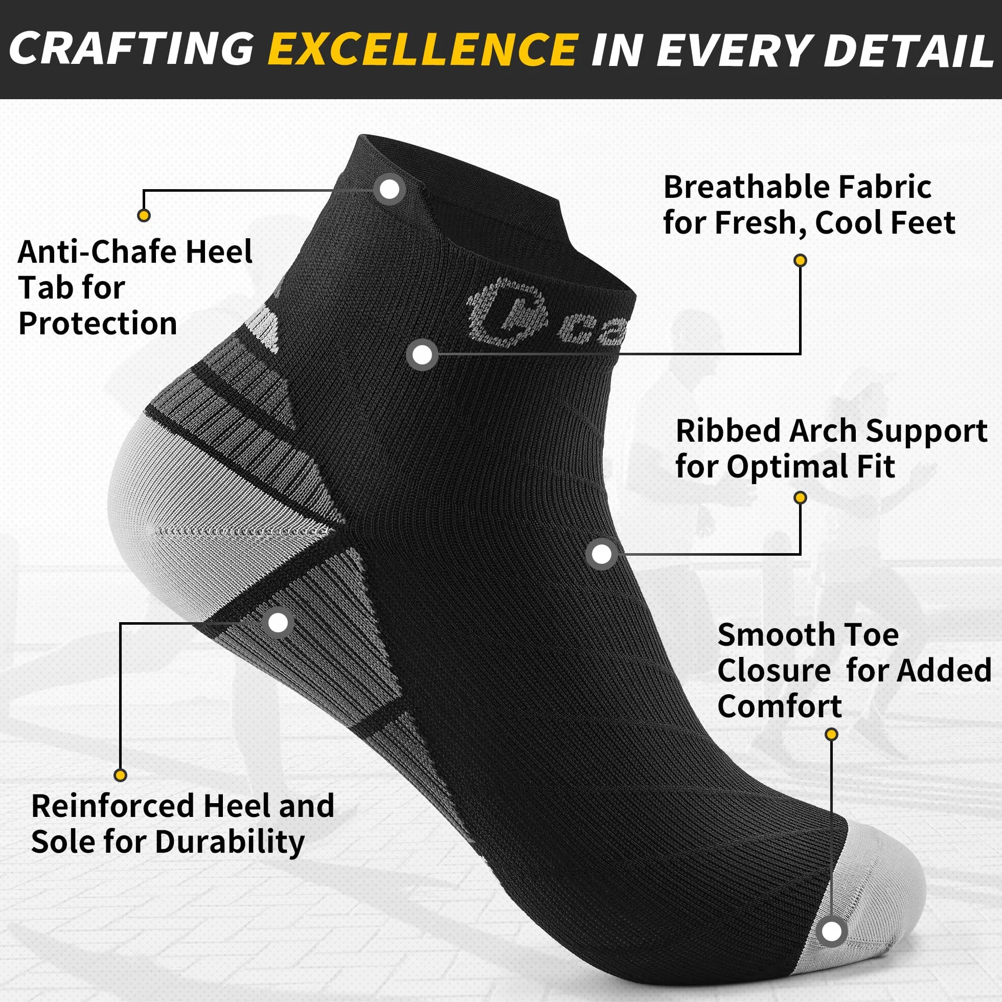 CAMBIVO Calcetines de Compresión Cortos 2 Pares 20-30 mmHg Antiampollas Running Hombre Mujer