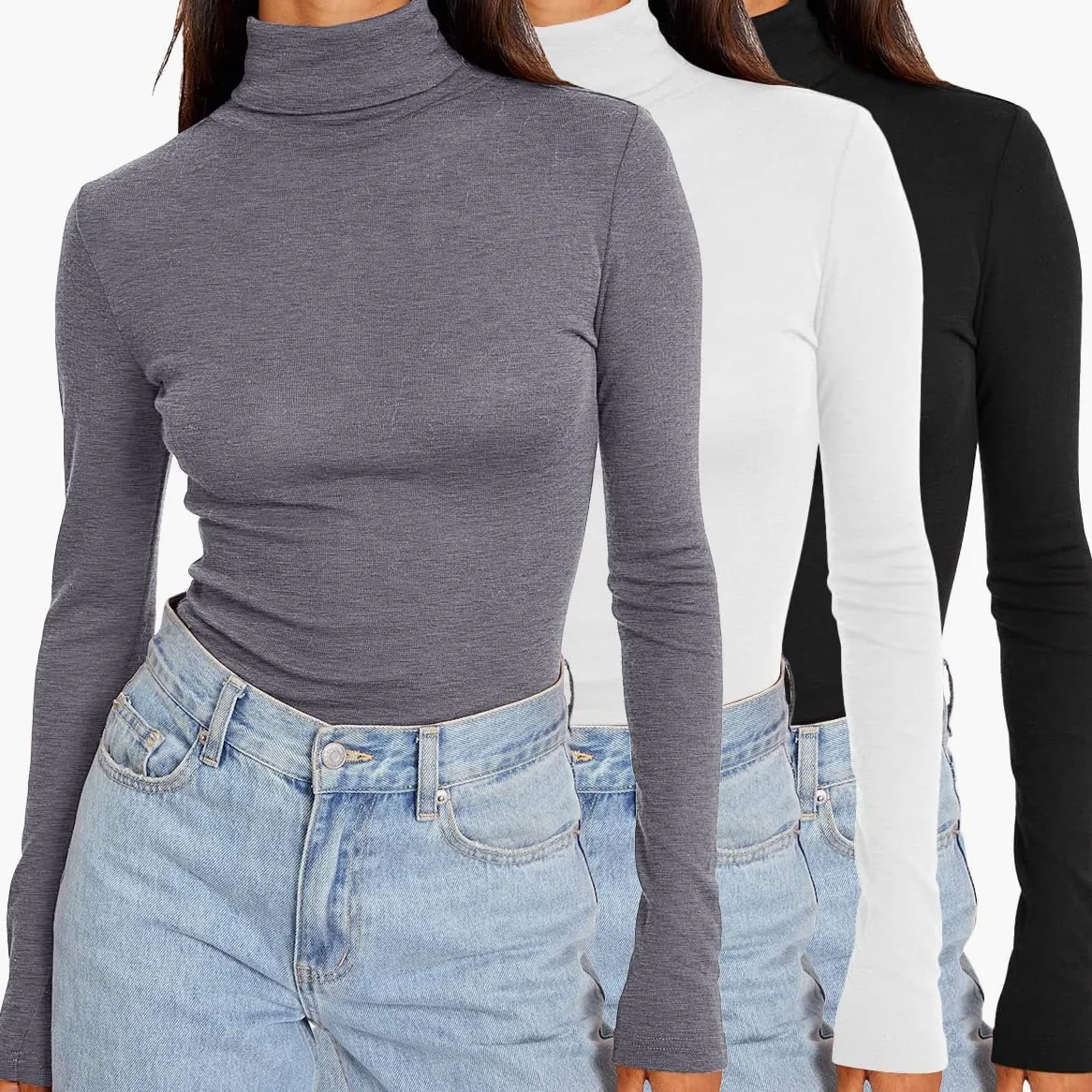SUNBS Camiseta para Mujer | Ropa interior térmica ajustada ajustada para otoño e invierno, camisetas ajustadas básicas de moda