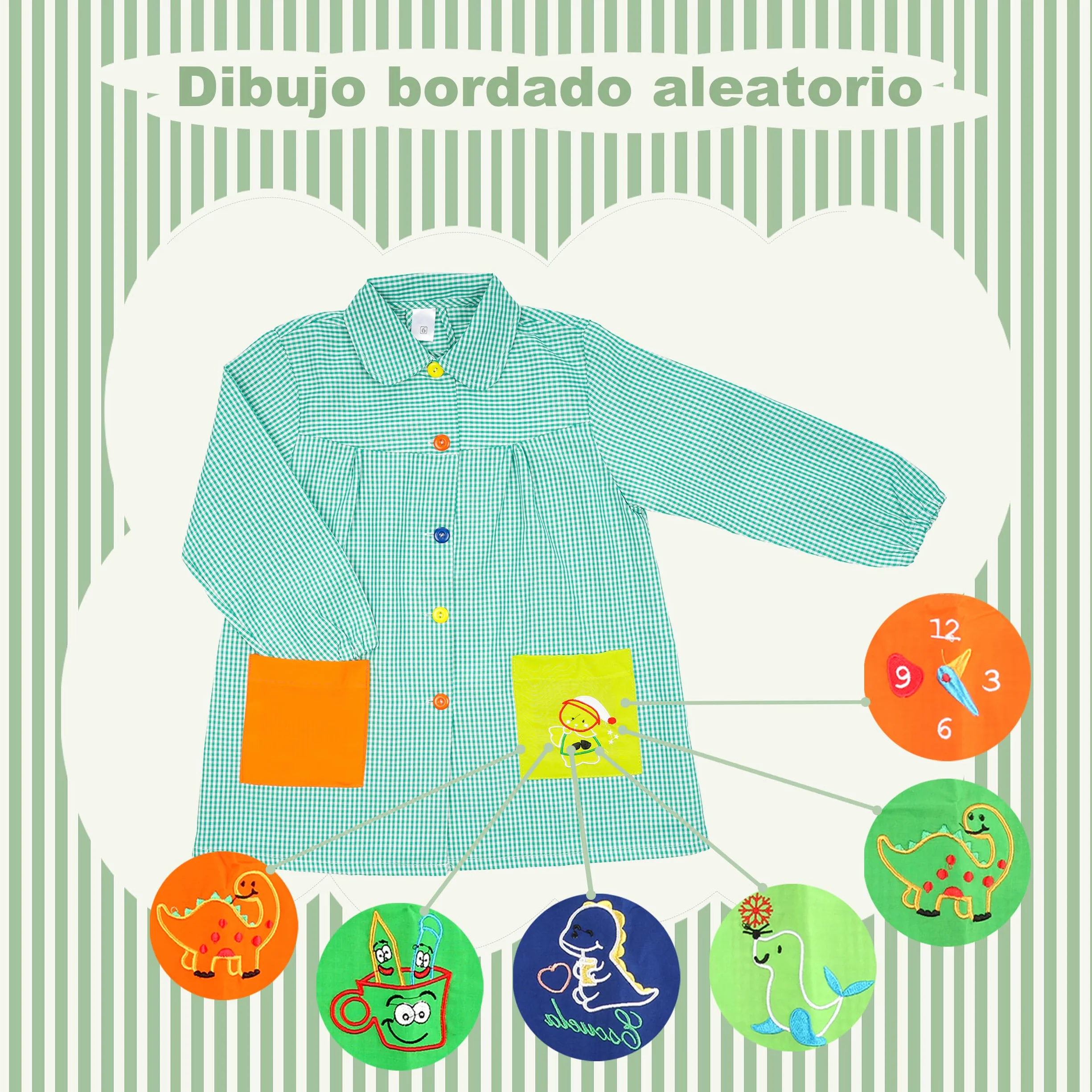 H HANSEL HOME Bata Escolar Infantil con Botones y Cuello para Guarderia y Colegio