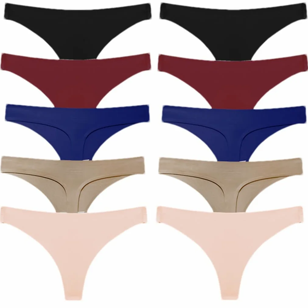keusyoi Tangas de satén de seda para mujer, ropa interior sin costuras, sexy, tangas