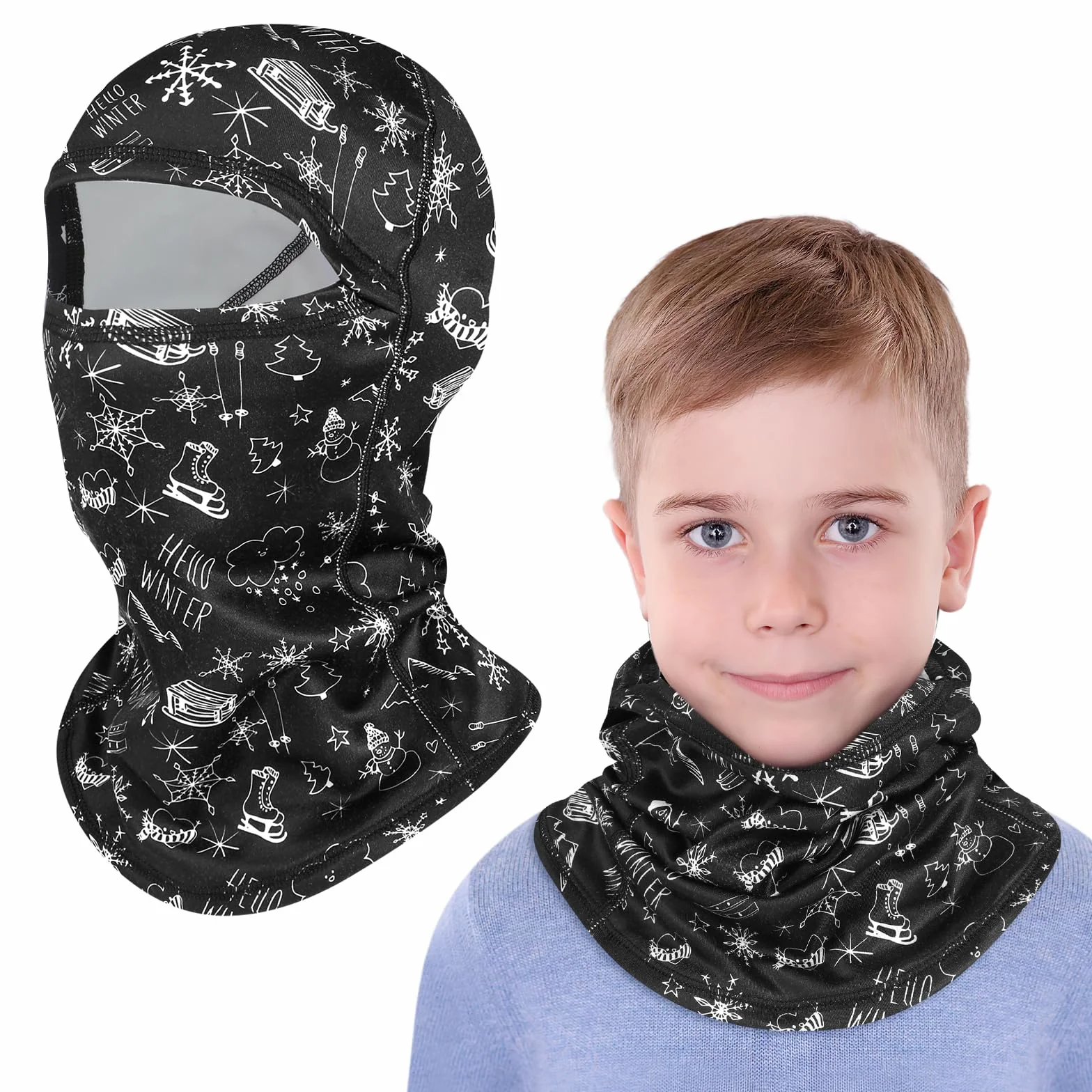 TAGVO Pasamontañas Térmico Invierno Niños 4-12 Años Cortavientos Máscara Esquí Ciclismo Gorro Forro Polar
