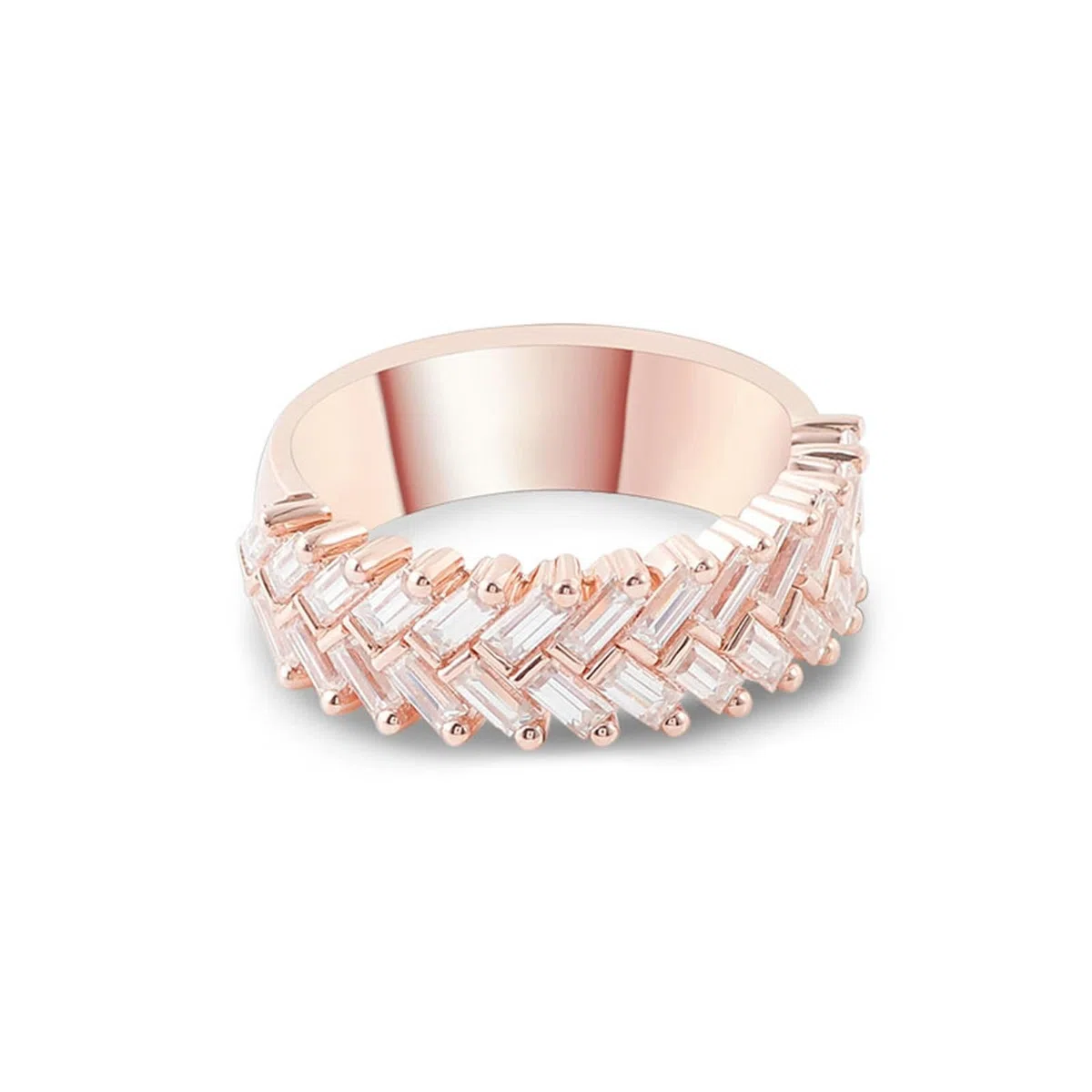 Alliance Moissanite Veritable Anillo Dee Rose 9 quilates con Moissanite de forma rectangular talla tía para hermana día de la madre joyería