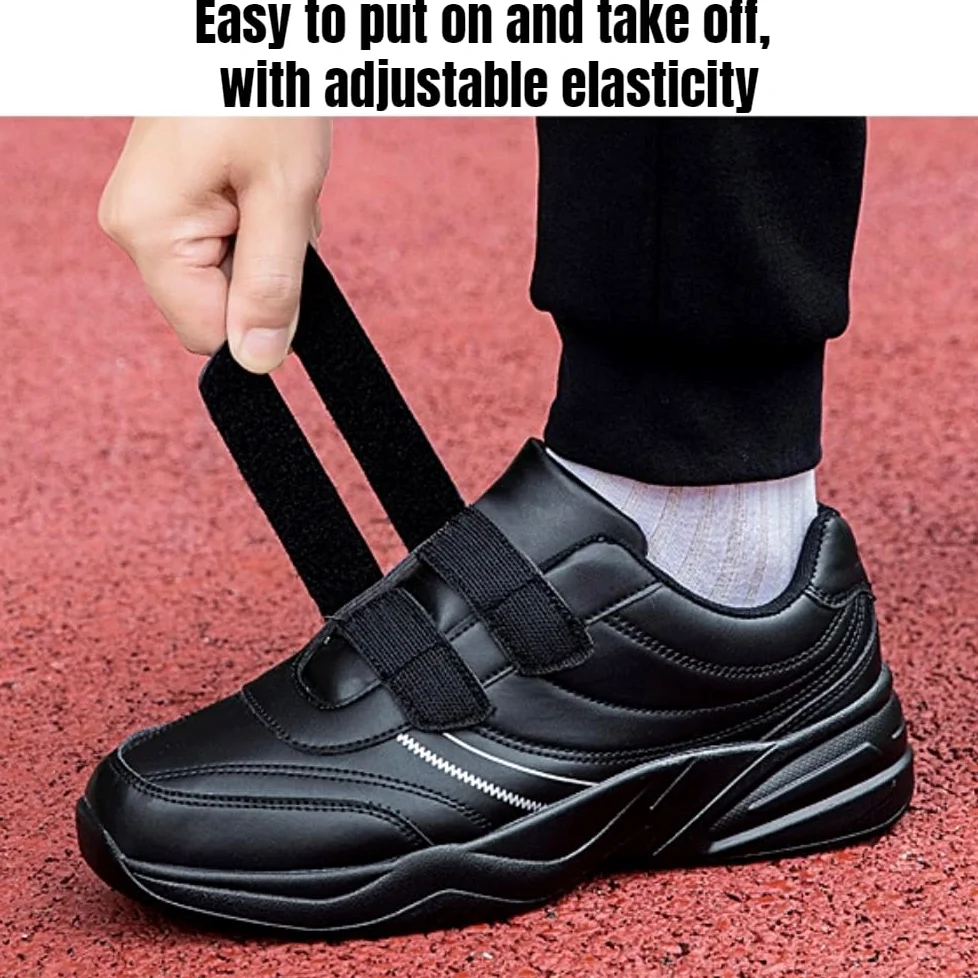Zapatillas de Deporte Hombre Zapatos de Cuero Anchos Hombres | Zapatillas para Caminar Hombre Zapatos de piel para diabéticos Cierre Ajustable Hinchados o Diabéticos