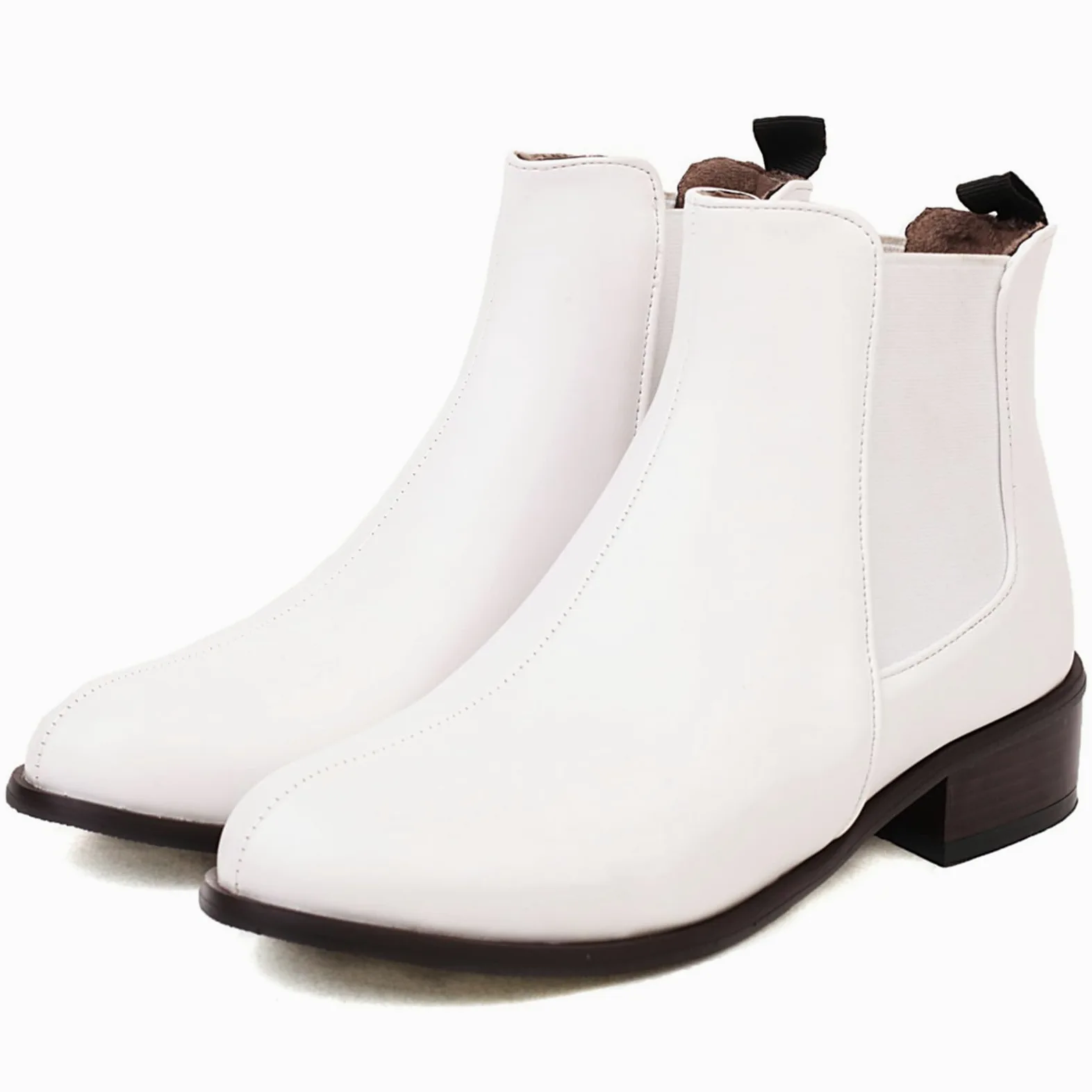 Botines Chelsea para mujer con tacón bajo grueso y puntera redonda para otoño/invierno