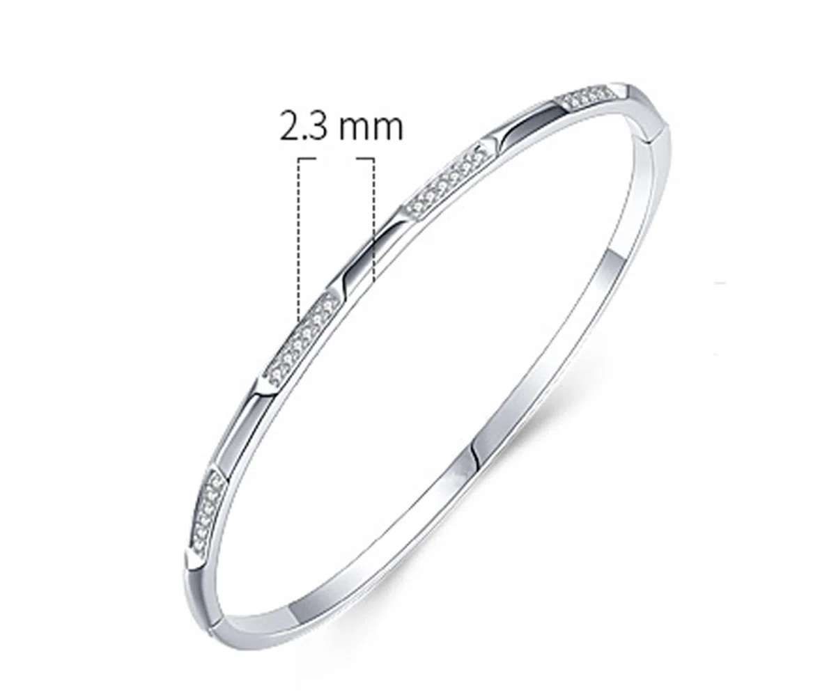 Pulsera Oro Blanco 9K / 14K / 18K Mujer, Redondo con Diamante, Cadena Extensible 16 CM + 5 CM, Pulseras de Mujer Ajustable Plata