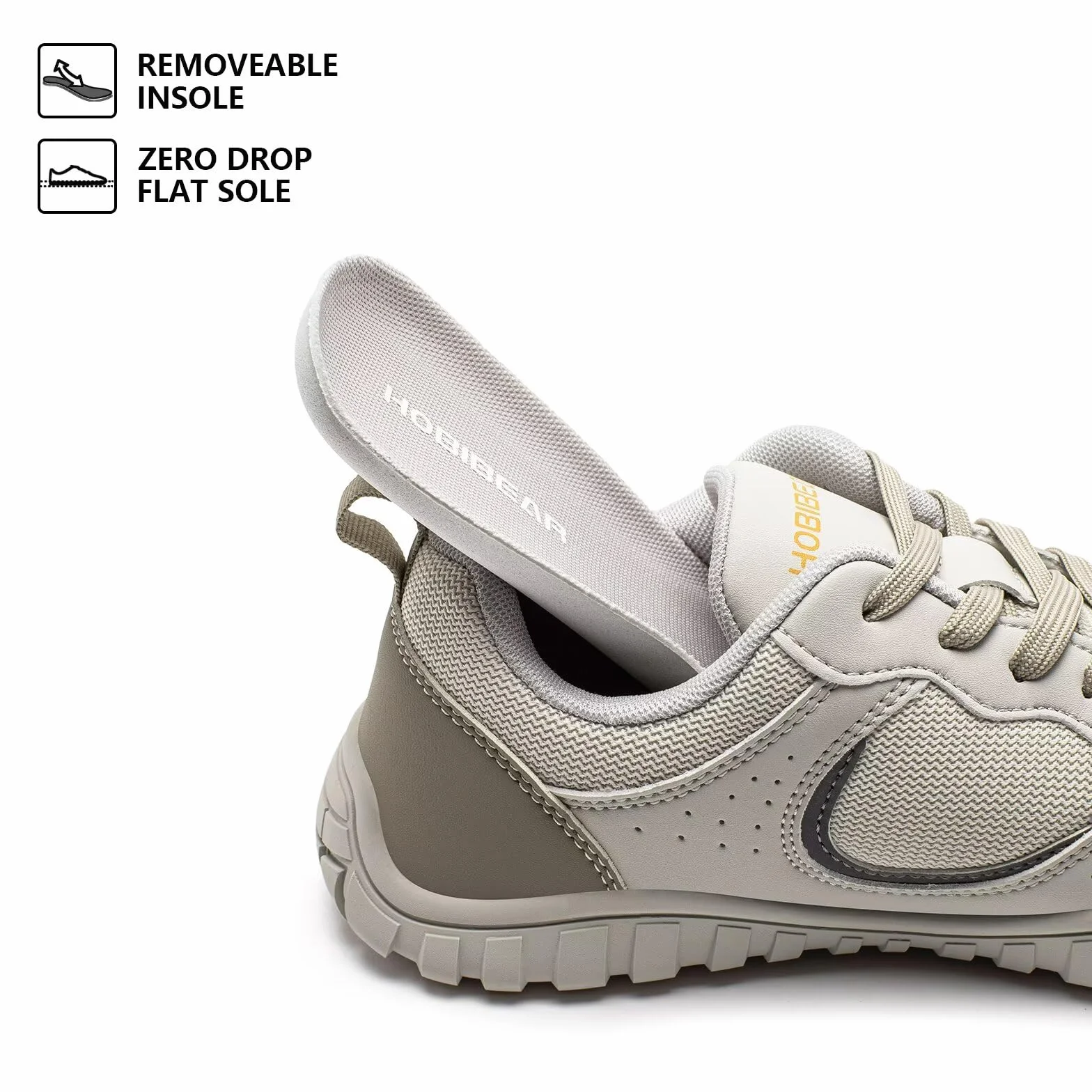 HOBIBEAR Zapatos descalzos para hombre, puntera ancha, cómodos tenis para exteriores