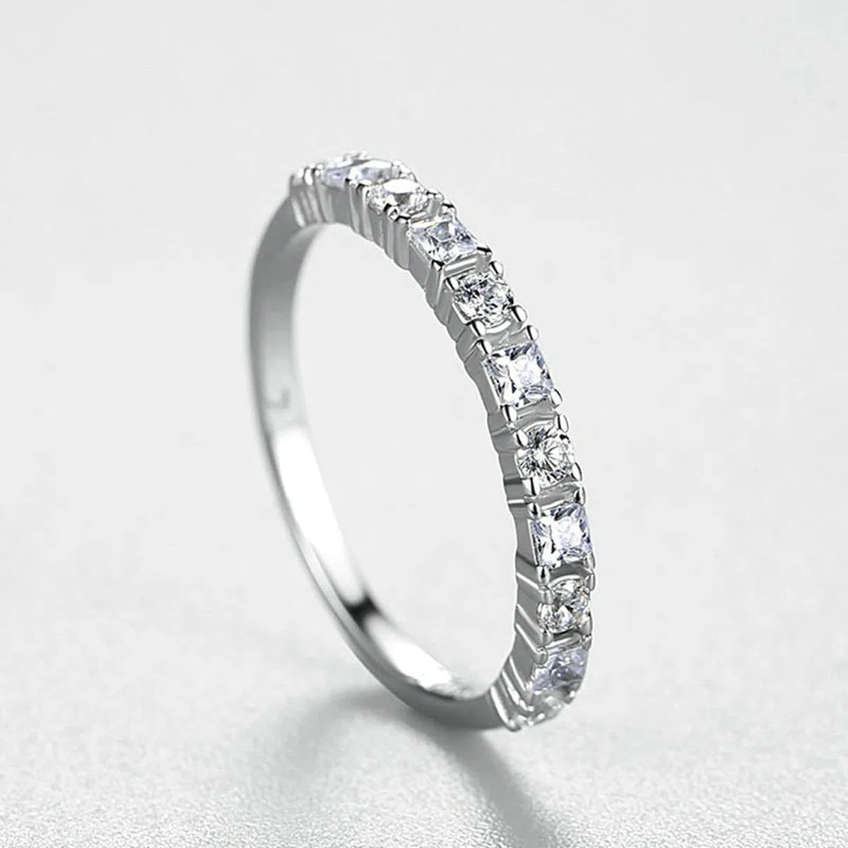 Anillo de compromiso de oro blanco de 9 K/14 K/18 K, anillo de boda con diamante creado en laboratorio, alianzas de boda Au 375/585/750, oro blanco, talla 47-65